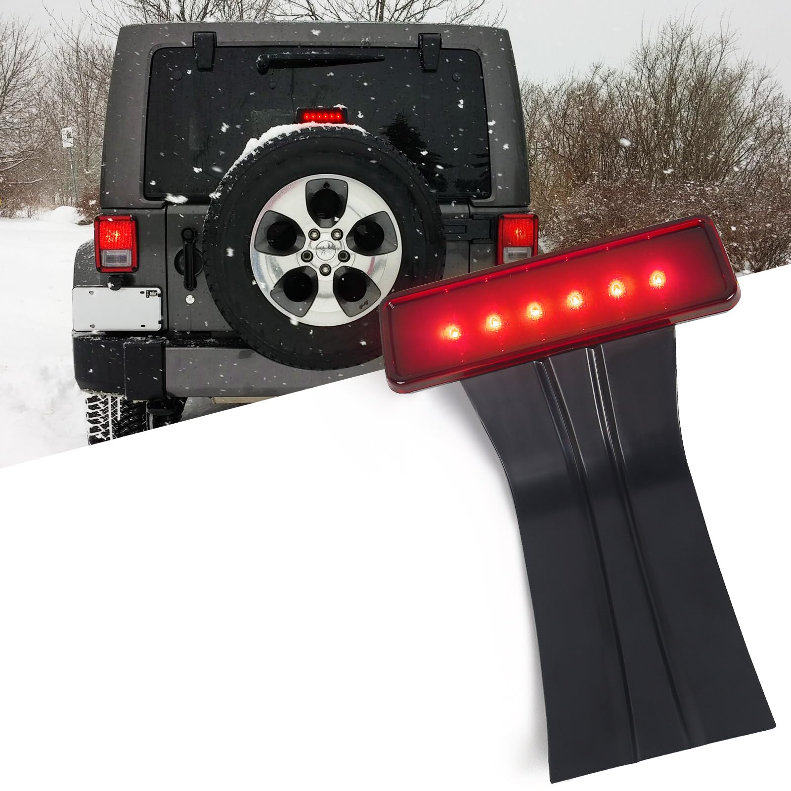 SIMILAR PRODUCT. NO IDENTIFIES AS TO WHICH VEHICLE Third Brake Light for Jeep Wrangler JK 2007-2018 High Mount Brake Light [w/Red Lens] Jeep Wrangler Accessories Spare Tire Holder Brake Light