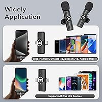 Vista 6 de Mini Wireless Lavalier Microphone for iPhone, iPad, Android Phone - Noise Reduction Lapel USB C Bluetooth Mic for Recording, Clip on Omni Lav Mic