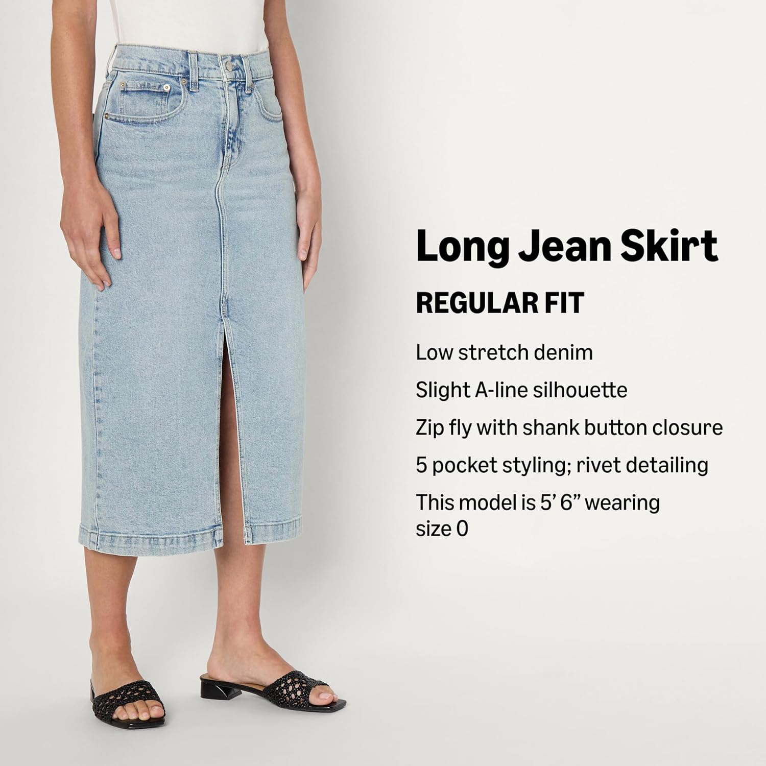 Amazon Essentials Women's Regular-Fit High-Rise Long Jean Skirt - Image 4