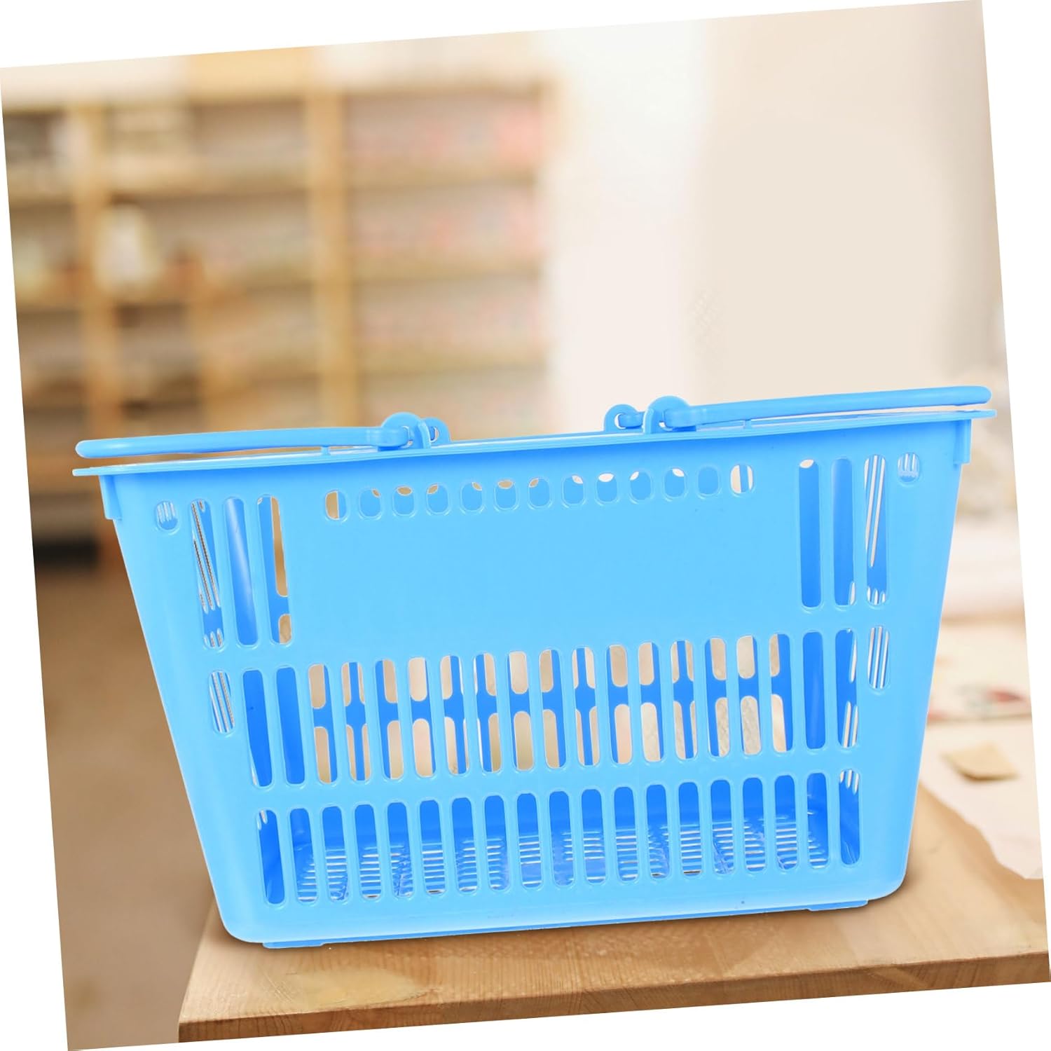 Ciieeo Thickened Plastic Shopping Basket with Handle Portable Grocery Storage Container for Supermarket Sturdy Organizing Basket for Home Essentials