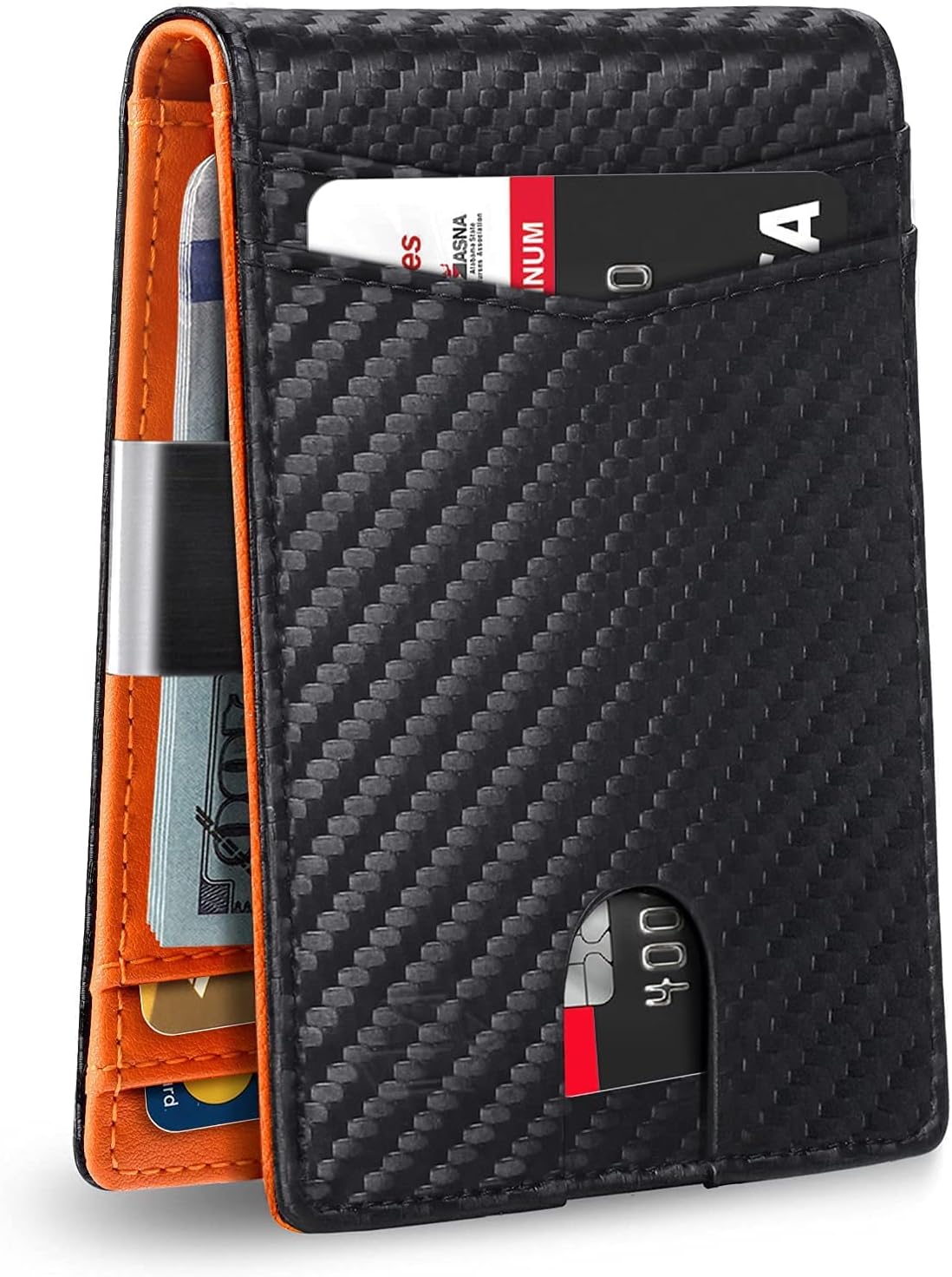 Wallet for Men Slim Larger Capacity with 12 Slots RFID Blocking Men's Wallet Minimalist Front Pocket Bifold Leather with ID Window Gift Box