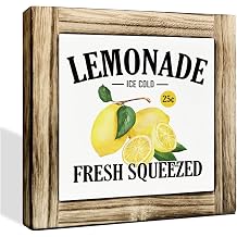 Lemonade Sign, Summer Decor Sign, Fresh Lemon Sign, Decorative Plaque Box Sign, Lemon Decorations for Kitchen, Farmhouse Home Decor Sign, Country Style Kitchen Decor, Lemon Tabletop Decor