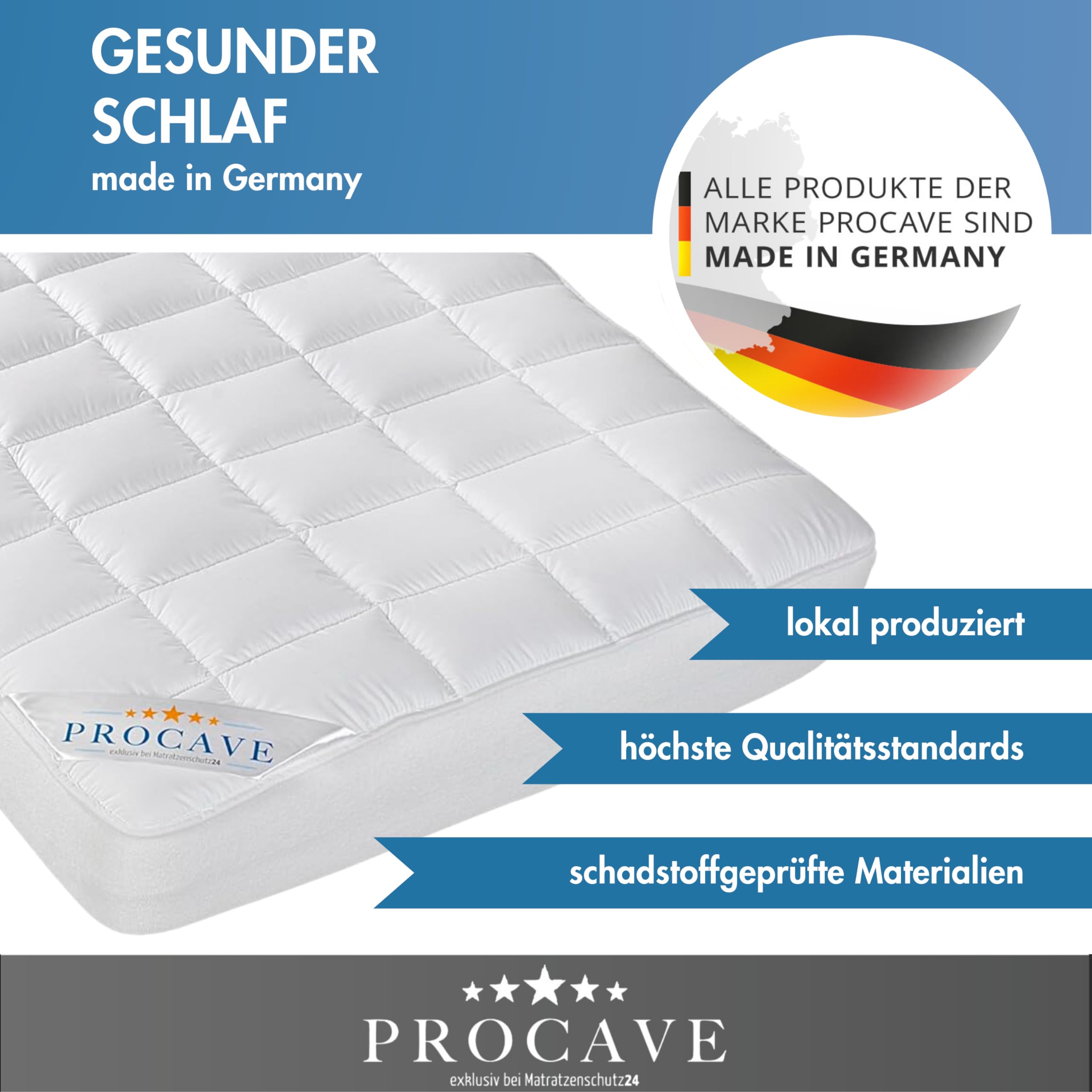 PROCAVE Micro-Comfort Matratzen-Bett-Schoner weiß 180x200 cm mit Spannumrandung | Höhe bis 30cm | Auch für Boxspring-Betten und Wasser-Betten geeignet | Microfaser | 100% Polyester | Matratzen-Auflage