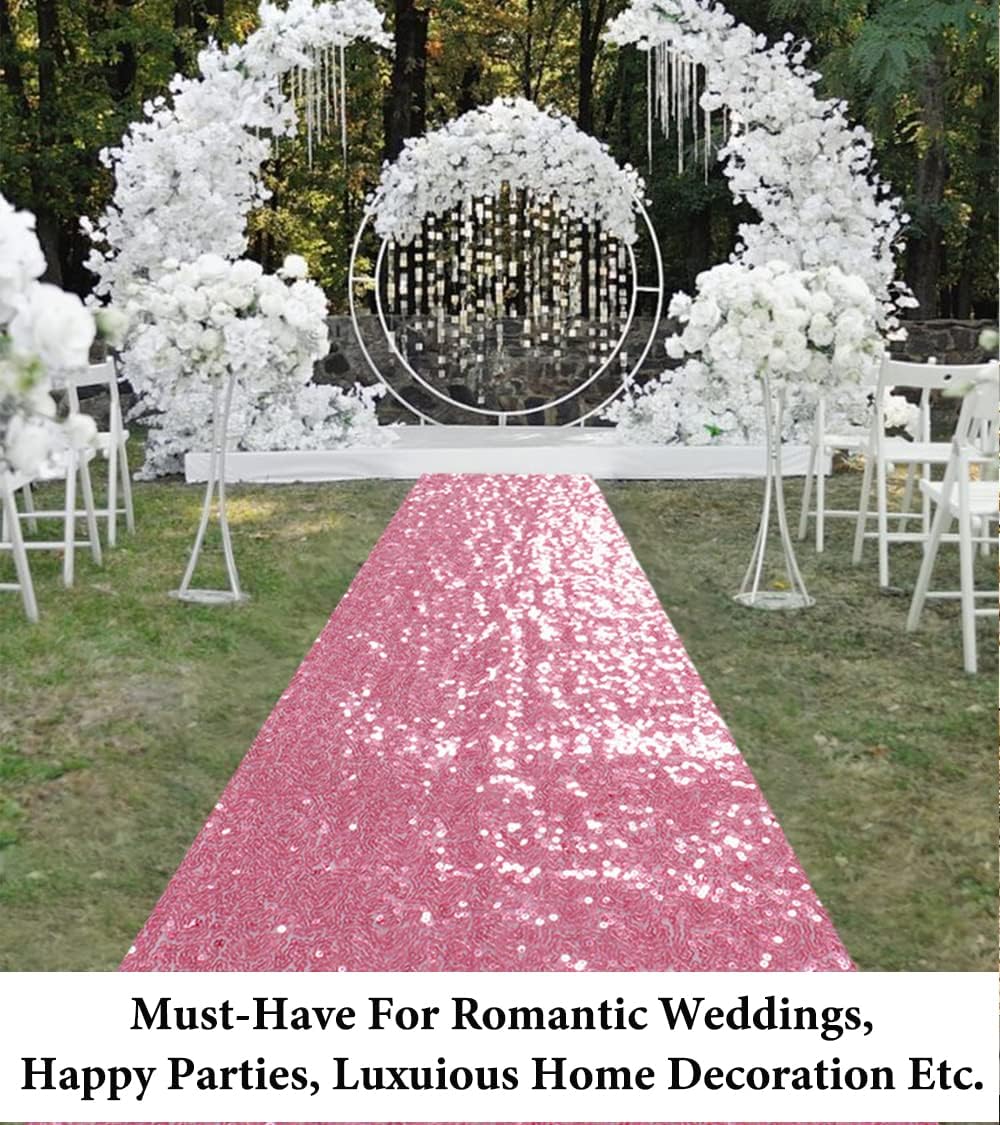 DUOBAO Aisle Runner for Wedding Ivory 15FTx4FT Sequins Indoor Outdoor Ceremonies Decor Carpet Runners Rugs Church Wedding Walkway Carpet (4FTx15FT)