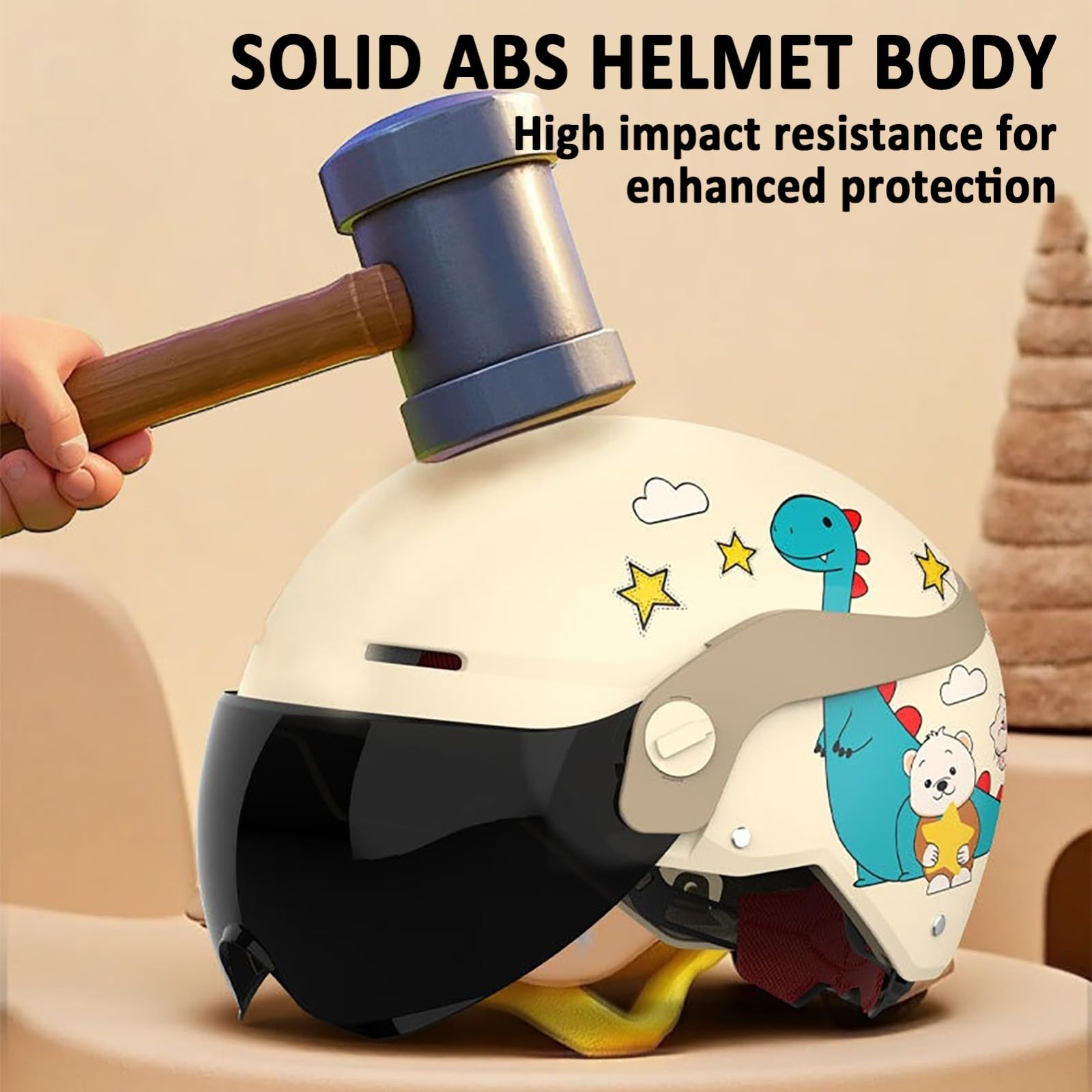Casco Jet Per Bambini, Casco Scooter Per Bambini Con Visiera Parasole Per Ragazzi E Ragazze Dai 3 Ai 12 Anni, Casco Moto Jet Per Bambini Omologato ECE 22.06