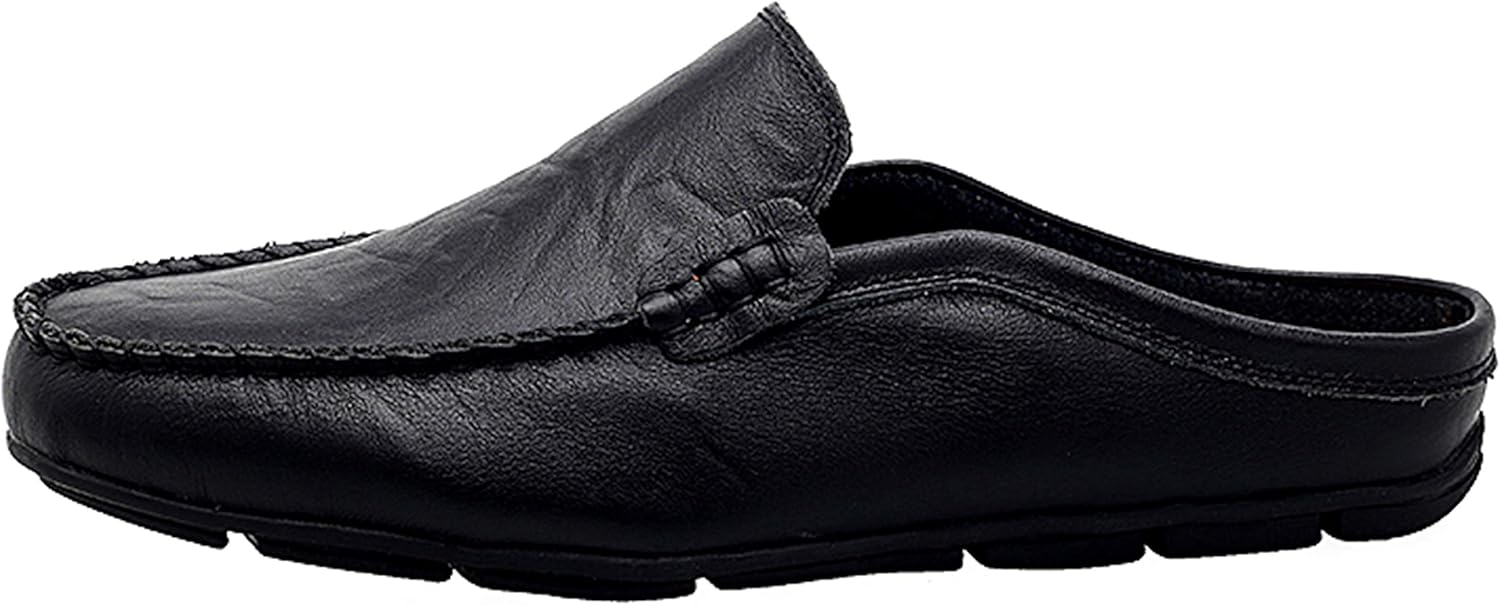 Go Tour Mens Mules Clog Slippers Breathable Punching Leather Slip on Shoes Casual Loafers - Image 5
