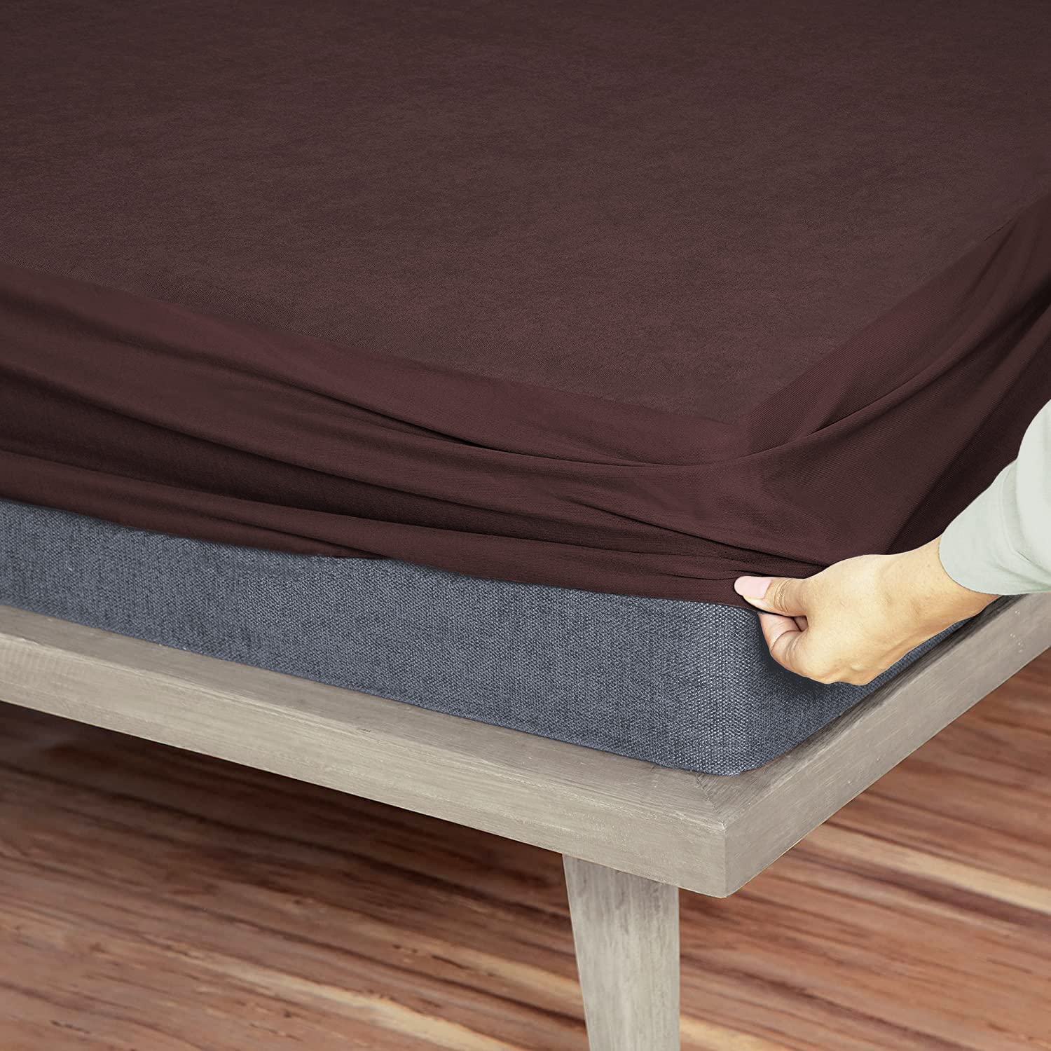Sassoon Laika Double Bed Waterproof Mattress Protector 72x60 inch (5x6 Feet) Queen Size | Pack of 1, Cocoa | Elastic Fitted Cotton Feel Terry Ultra Soft Breathable Hypoallergenic Mattress Cover discount deal
