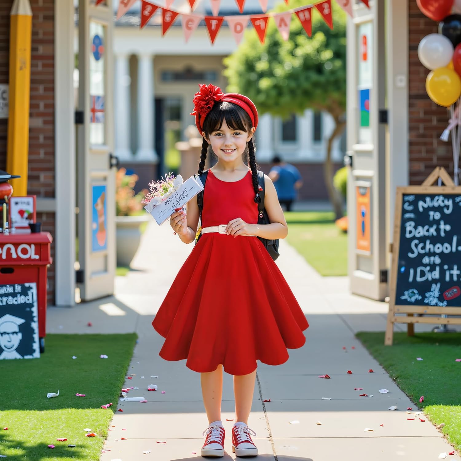 gogoparti Girls Vintage Dress Special Occasion Dresses with Necklace - Image 3