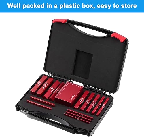 Miniatura 4 de HARFINGTON Juego de 15 unidades de medidores de altura de bloque de configuración, barras de aluminio de precisión de 116 a 3 pulgadas con marcas de