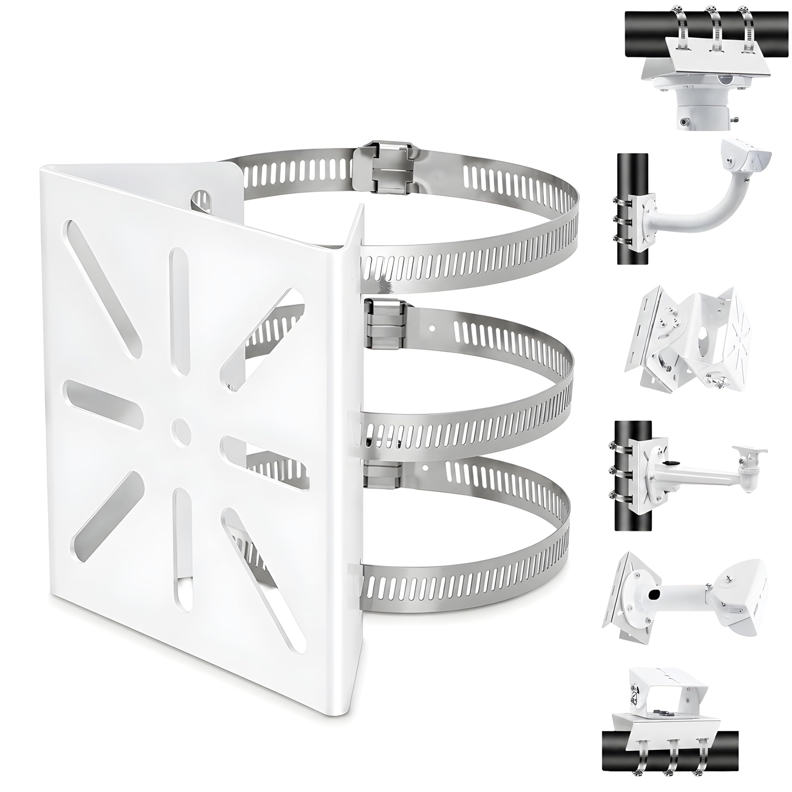 Pole Mounting Stand for CCTV Cameras with 3 x 200MM Stainless Steel Rings | Rust Resistant Heavy Duty Outdoor Pole Bracket (Pack 1)-picture-10