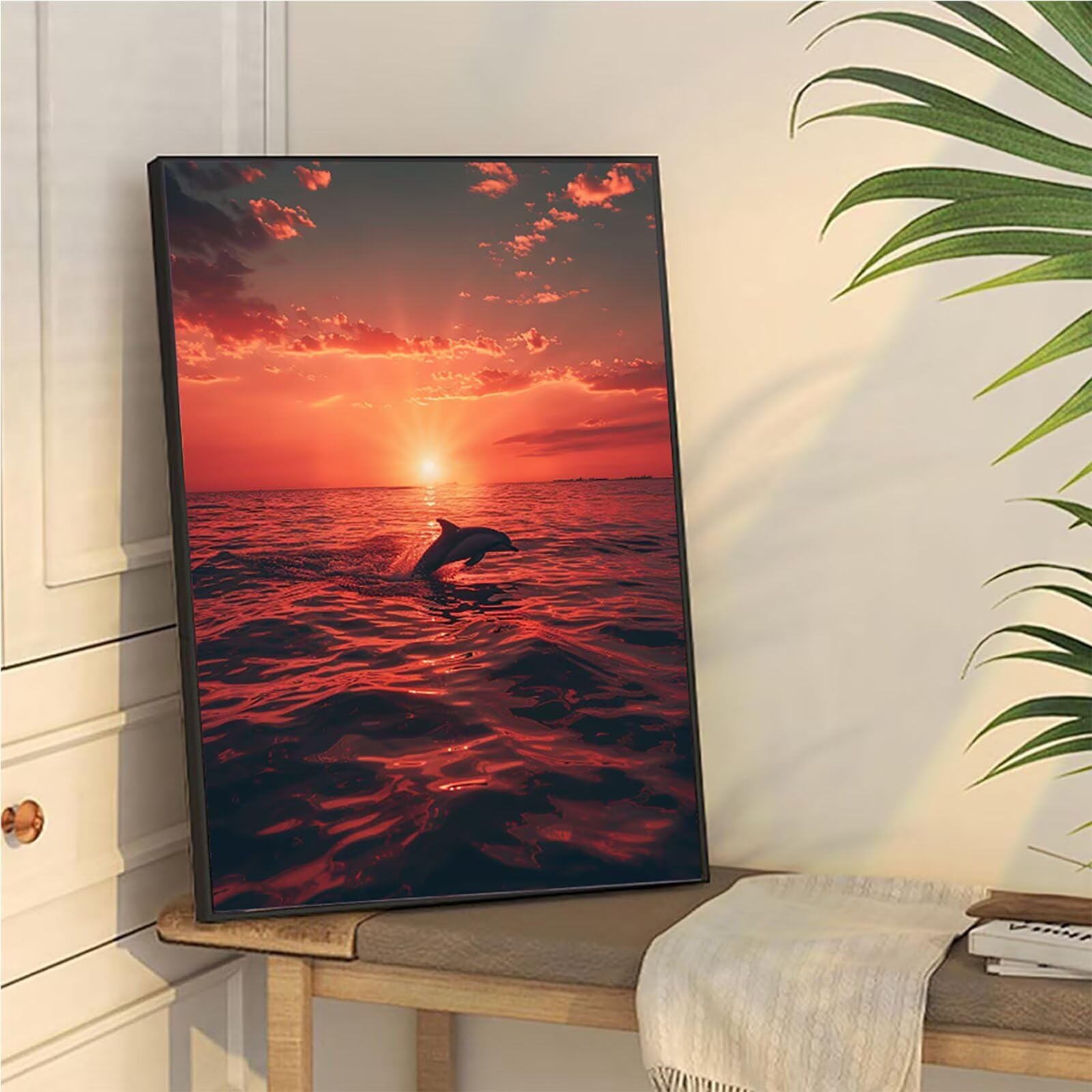 Zariocy Kit Diamond Painting 5D Fai Da Te – Delfino Al Tramonto – Dimensioni 30x40 Cm – Completo Di Tela, Diamanti Rotondi, Strumenti – Decorazione Parete Casa