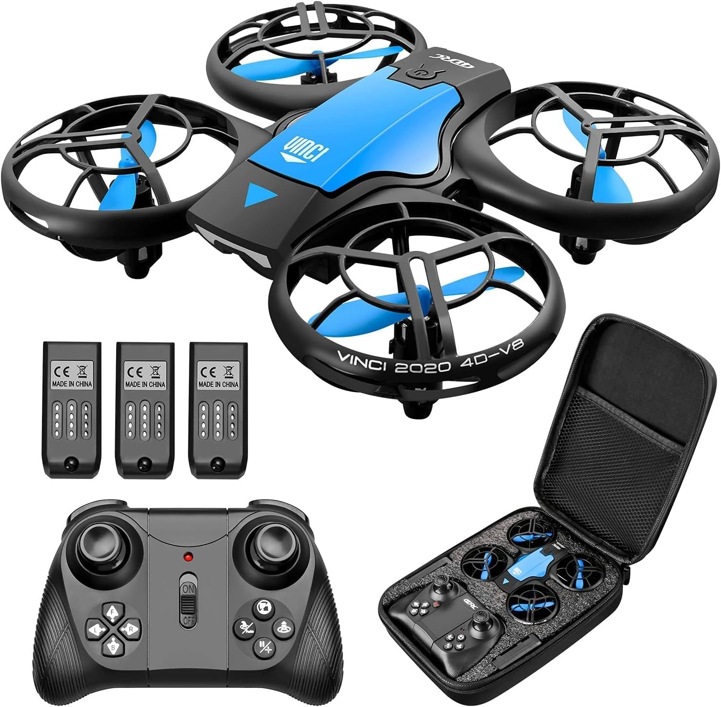 4DRC Mini Drone Flying Toy for Kids Hand Operated RC Quadcopter with 3 Batteries Longer Flight Time, Altitude Hold, Headless Mode, Throwing GO, 3D Flip and 3 Speed Modes Aeroplane for Beginners, Blue