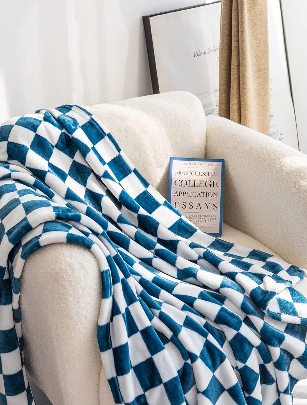 Buffalo Plaid Throw Blanket Flannel Checkerboard Grid Pattern No Pilling Luxury Plush Cozy Flannel Blanket Suitable for Bed Couch Chair (Blue, 78”x90”)