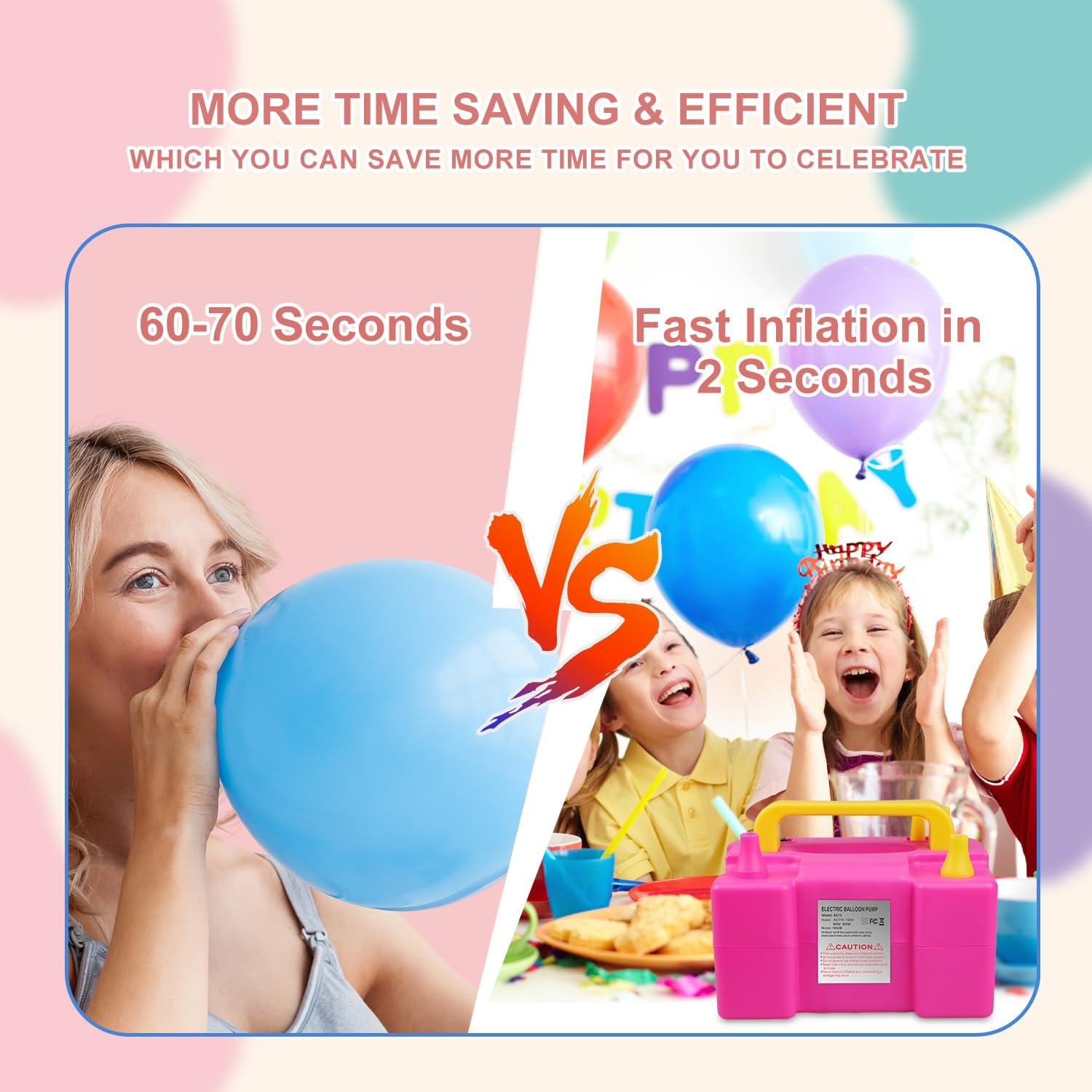 Air Balloon Pump Electric 600W 110V Portable Dual Balloon Inflator Blower Machine Suitbale for Birthday Party Decoration Quickly Inflation for Balloons
