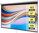VIVOHOME 80 Inch 16:9 Pull Down Projector Screen, HD 4K Retractable Movie Screen for Indoor Home Theater and Office, Manual Projection Screen with Auto Locking (70Wx40H Inch Display Area)