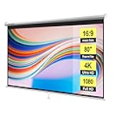 VIVOHOME 80 Inch 16:9 Pull Down Projector Screen, HD 4K Retractable Movie Screen for Indoor Home Theater and Office, Manual Projection Screen with Auto Locking (70Wx40H Inch Display Area)