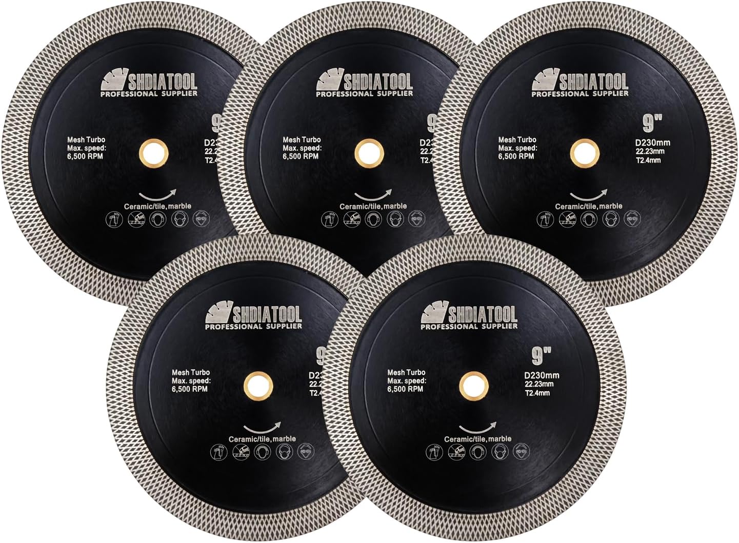 SHDIATOOL 2Pcs Porcelain Tile Diamond Saw Blades Diameter 4.5 Inches x 7/8 inch for Dry/Wet Cutting Grinding Ceramic Marble Artificial Stone