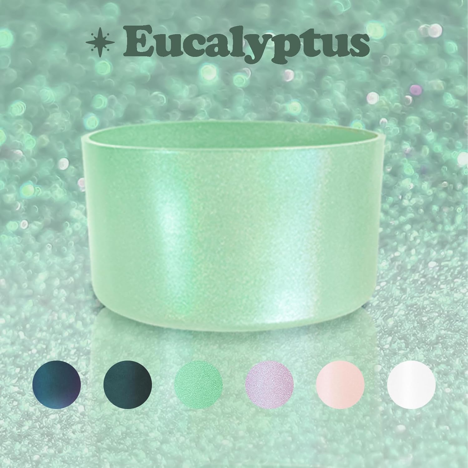 Glossy Gradient Silicone Boot for Owala 30 40 oz FreeSip Sway & Tumbler, Chameleon Metallic Glitter Bottom Bumper Cover, Anti-Slip Sleeve for Water Bottle Accessories, BPA-Free (Eucalyptus)