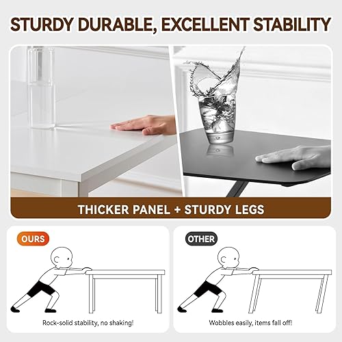 Miniatura 5 de Escritorio blanco para computadora con cajón, escritorios de trabajo grandes de oficina en casa de 63 pulgadas, escritorio moderno de estudio, mesa