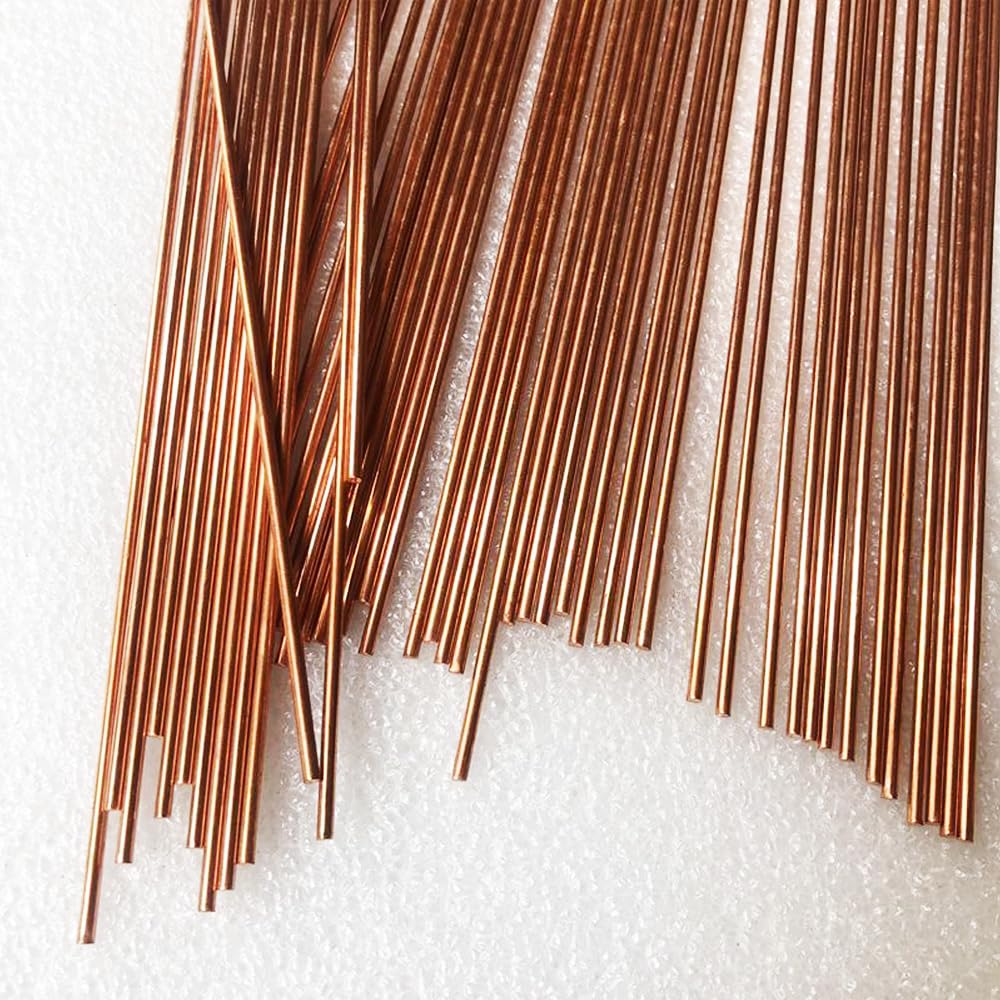 Lot de 20 tiges rondes en cuivre pur de 2 mm de diamètre, 33 cm de long, tiges en cuivre nu pour loisirs créatifs en métal (calibre 12)