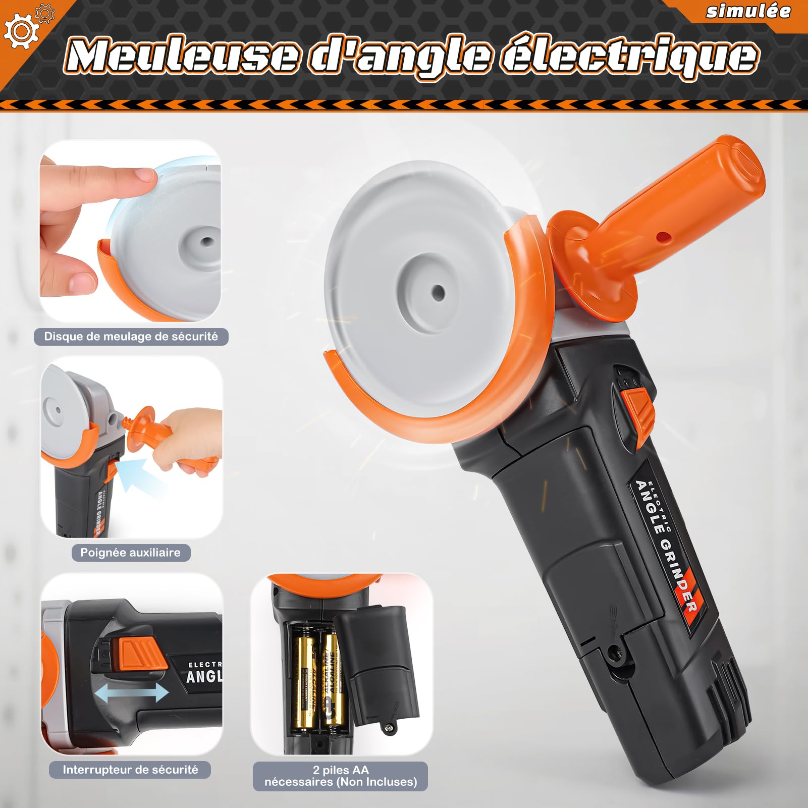 Vanplay Boîte à Outils Enfant Modèle Luxe Enfant, Jouet Cadeau Jeunes Enfants de 3, 4, 5 Ans avec Perceuse électrique, Tronçonneuse, Meuleuse d'angle, Scie Circulaire, Sac de Rangement