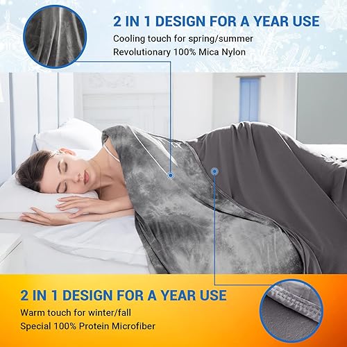 Miniatura 3 de Topcee Cobija refrescante (90" x 104", tamaño King) para sudores nocturnos, absorbe el calor, fibra fresca 100% certificada Oeko-Tex, transpirable,