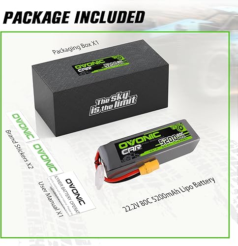 Miniatura 6 de OVONIC LiPo Batería 22.2V 5200mAh 80C 6S Batería con conector XT90 Compatible para DJI Avión RC Quadcopter Helicóptero RC Coche Camión Barco Hobby
