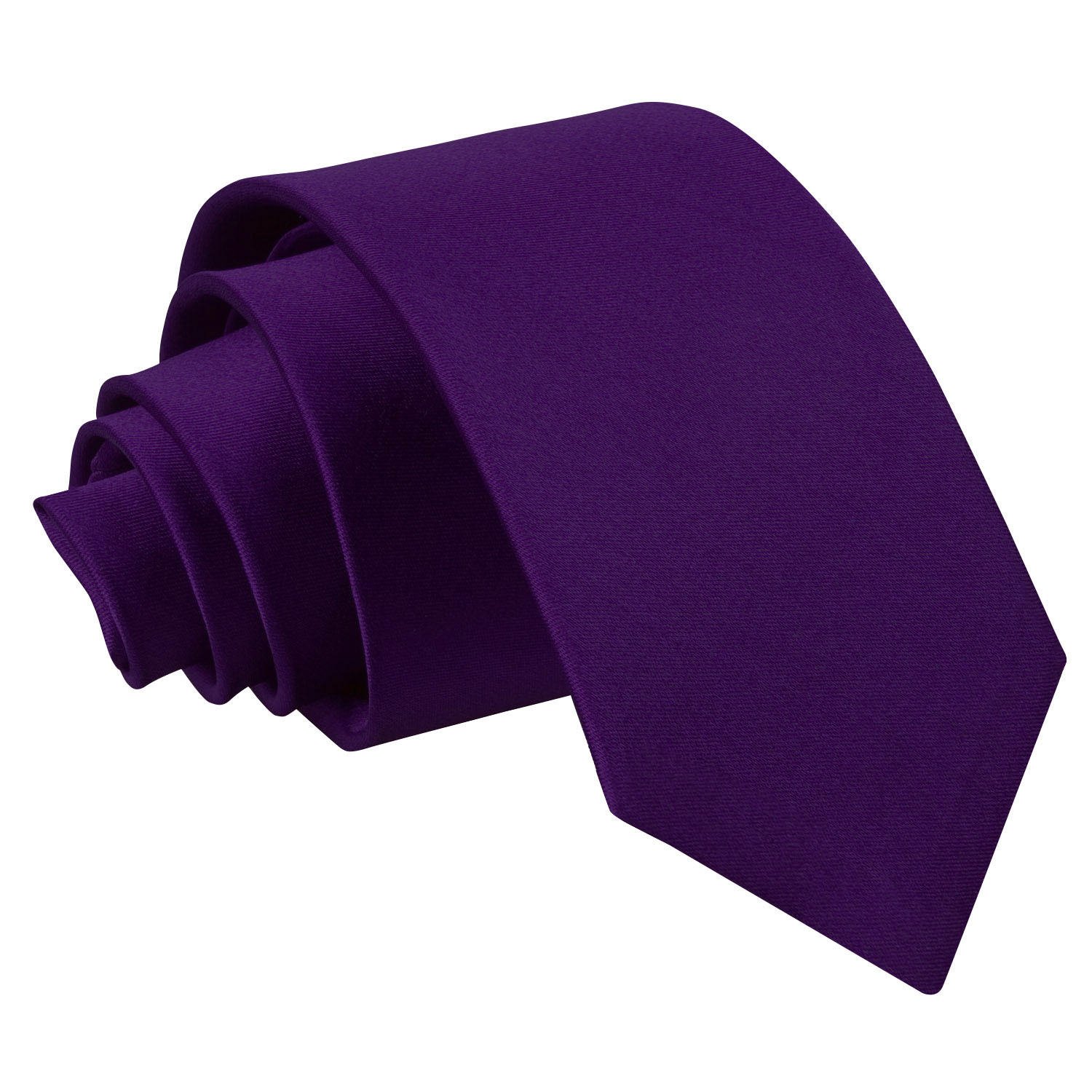 Dqt Men's Purple - 7Cm Tie Plain Satin Tie – Wedding, Business & Formal Necktie - Purple Slim 7Cm