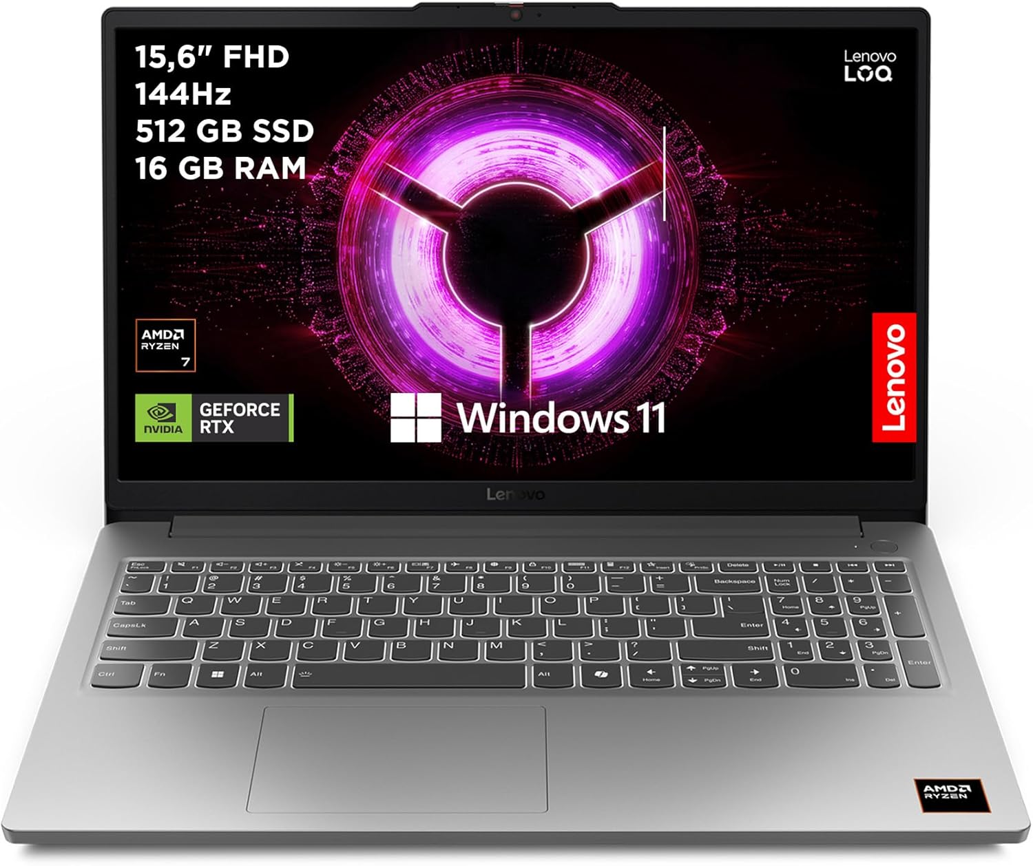 Lenovo LOQ Essential Gen 10 - Ordenador Portátil Gaming IA 15.6" FHD (AMD Ryzen 7 7735HS, NVIDIA GeForce RTX 4050, 16GB RAM, 512GB SSD, 144Hz, Wi-Fi 6, Sin Sistema Operativo) QWERTY Español - Gris - Amazon product rated Grade D