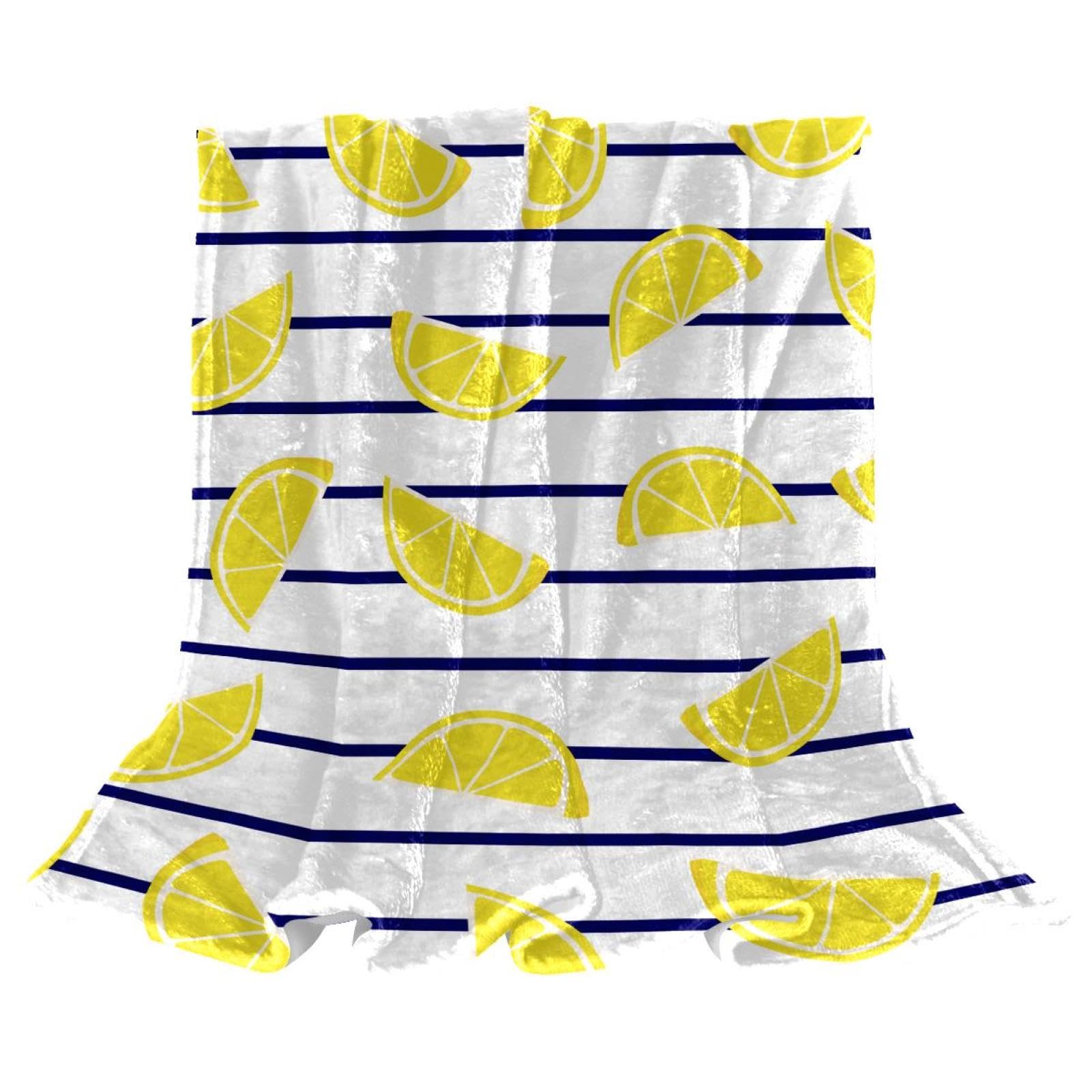 Couverture polaire microfibre chaude et douce motif citron 150x100