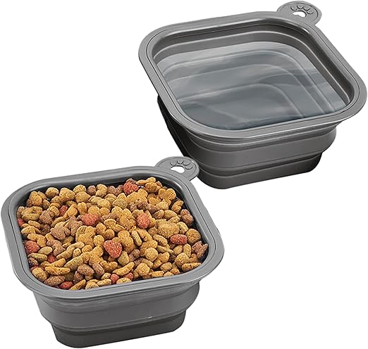 Mobile Dog Gear Large Collapsible Dog Water Bowls for Travel (Set of 2, 5 Cups Each) - Portable Foldable Bowl for Feeding Pets, Cats & Dogs - Easy to Clean Silicone Dish, Great for Camping & Traveling