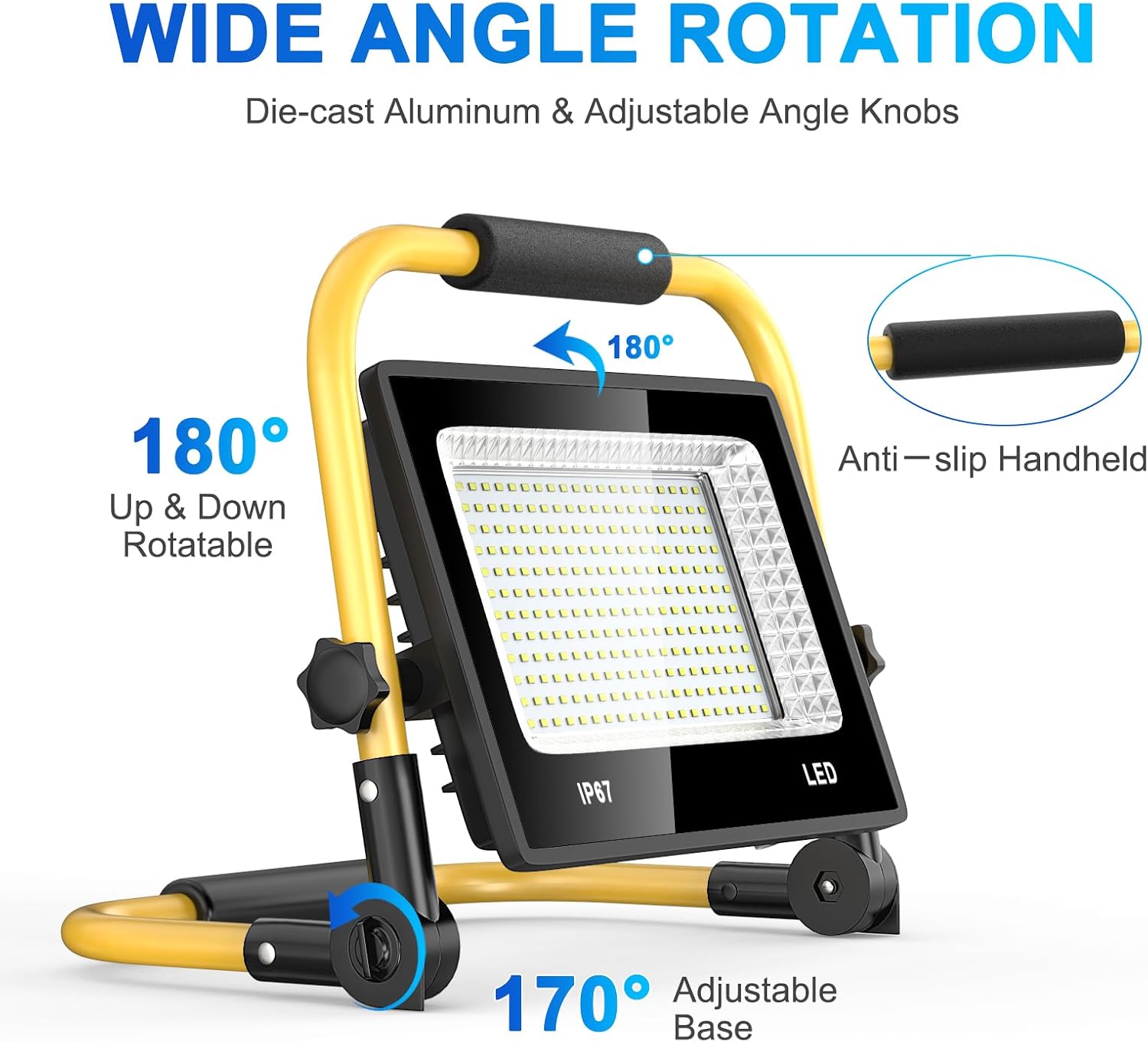 100W LED Work Light with Stand, CREATESTAR 11000LM Portable Work Light with 6.56FT Cord - IP67 Waterproof Flood Light for Outdoor Indoor Job Site Workshop Garage Construction Site Lighting