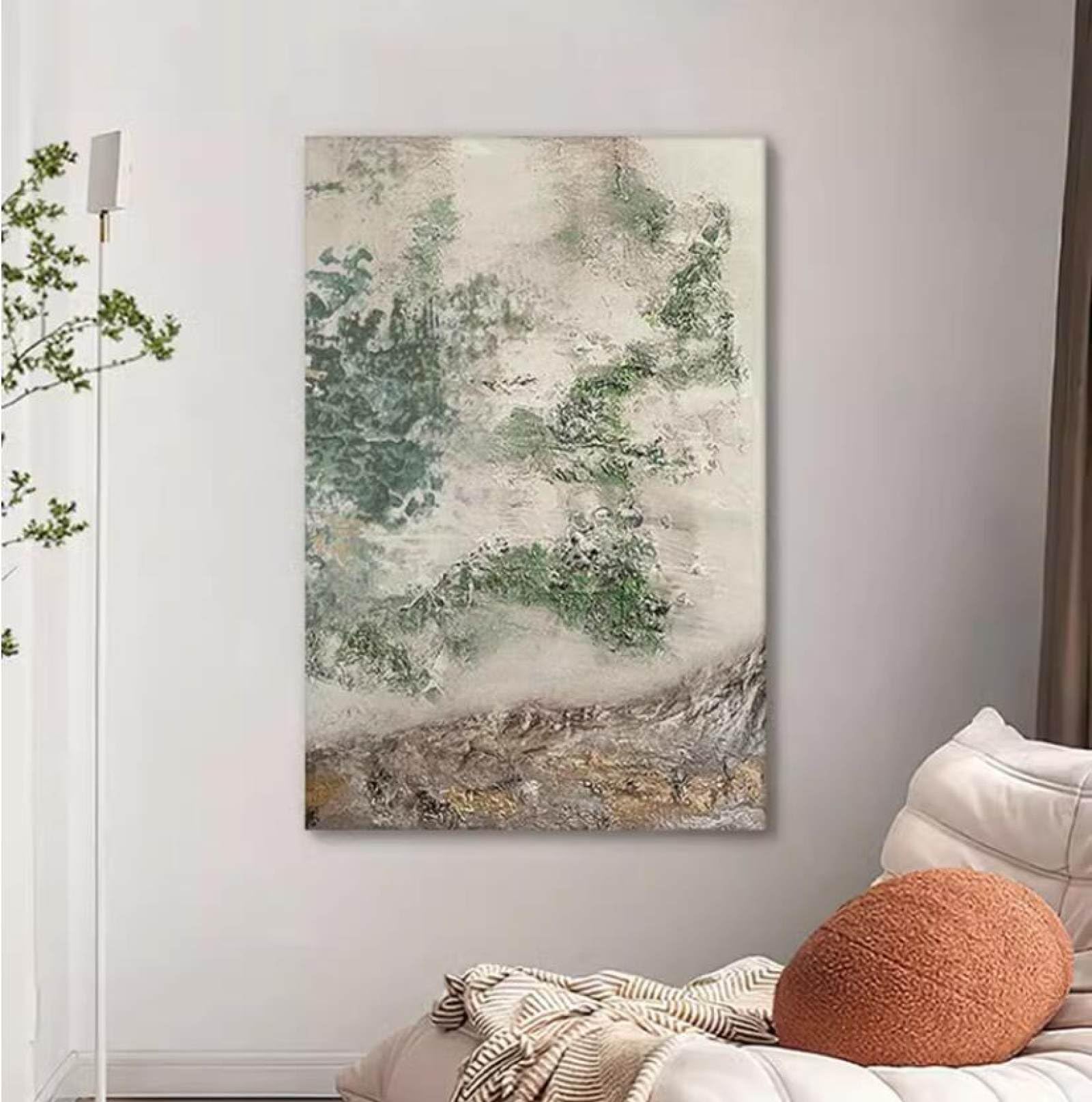 Peinture à l'huile peinte à la main grand format paysage tableau texturé toile