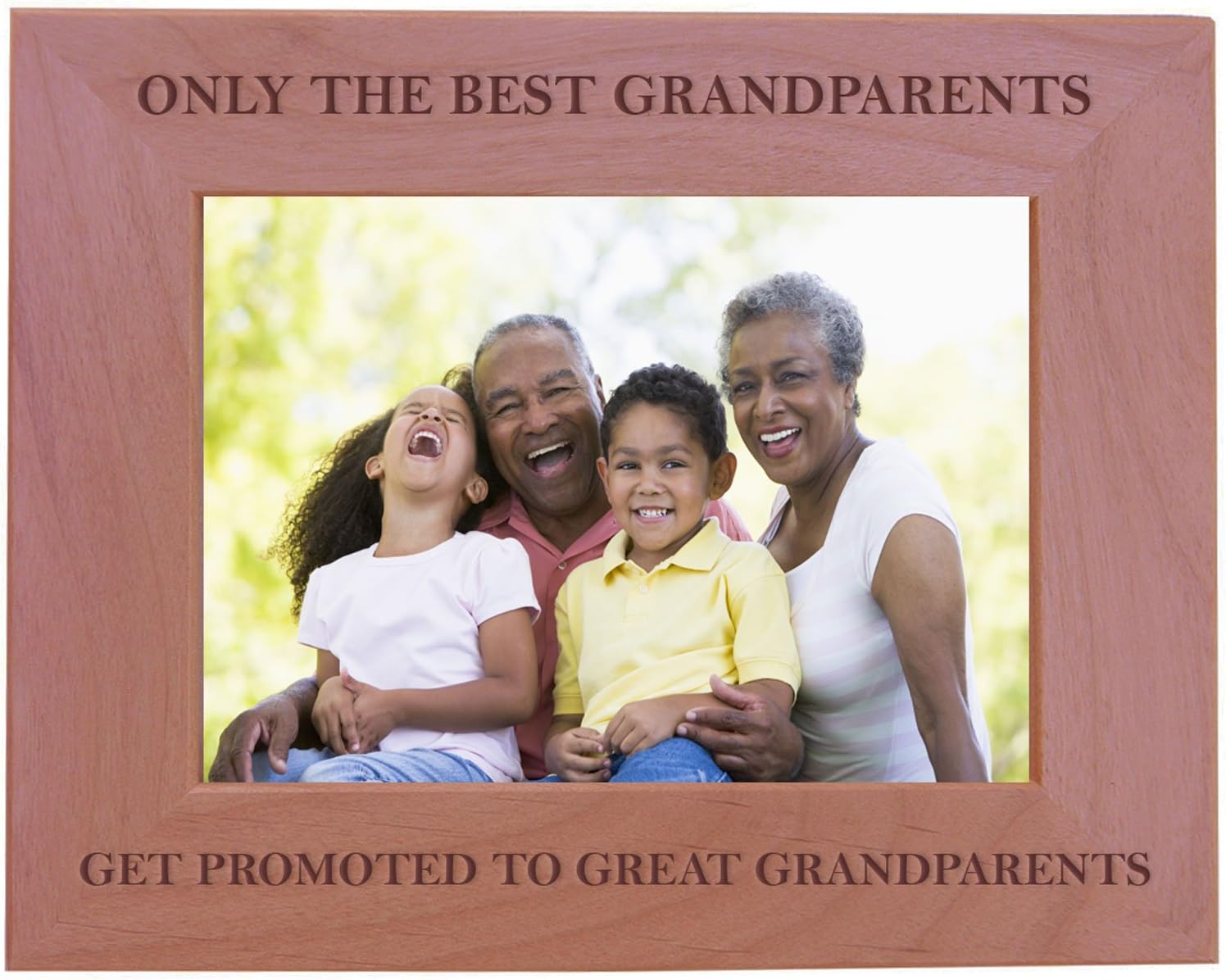 CustomGiftsNow Only The Best Grandparents Get Promoted to Great Grandparents - Wood Picture Frame Holds 4x6 Inch Photo - Great Christmas, Father's Day, for Parents (4x6-inch Horizontal)