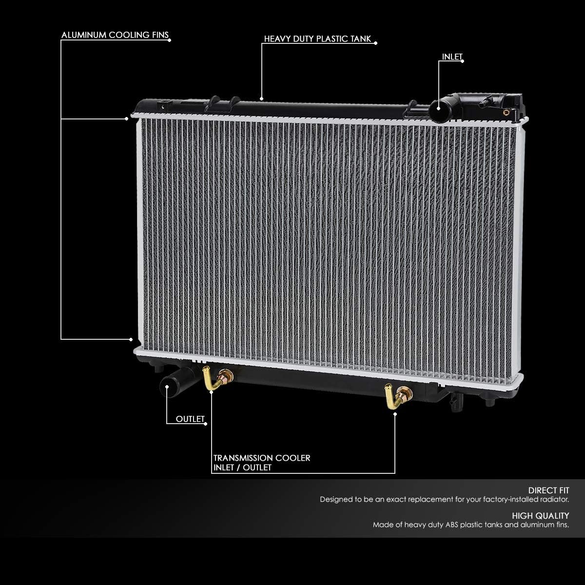 Auto Dynasty Radiator Compatible with 1991-1995 Toyota Previa AT/MT, DPI 1155 Factory Style 1-Row Aluminum Cooling Radiator, 1.5" Inlet/Outlet