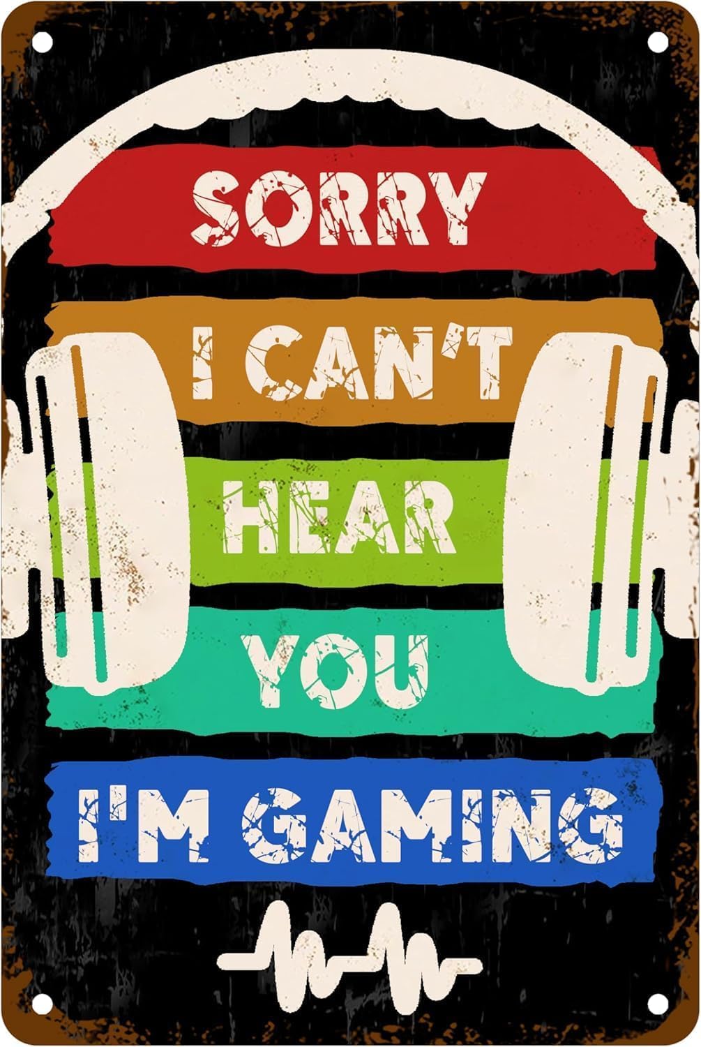 SMAZDFXX Sorry I Can't Hear You I'm Gaming Tin Sign Funny Gamer Sign Teens Boys Men Video Gaming Poster for Home Office Classroom Game Room Teen Room Decor Signs 8"x12"