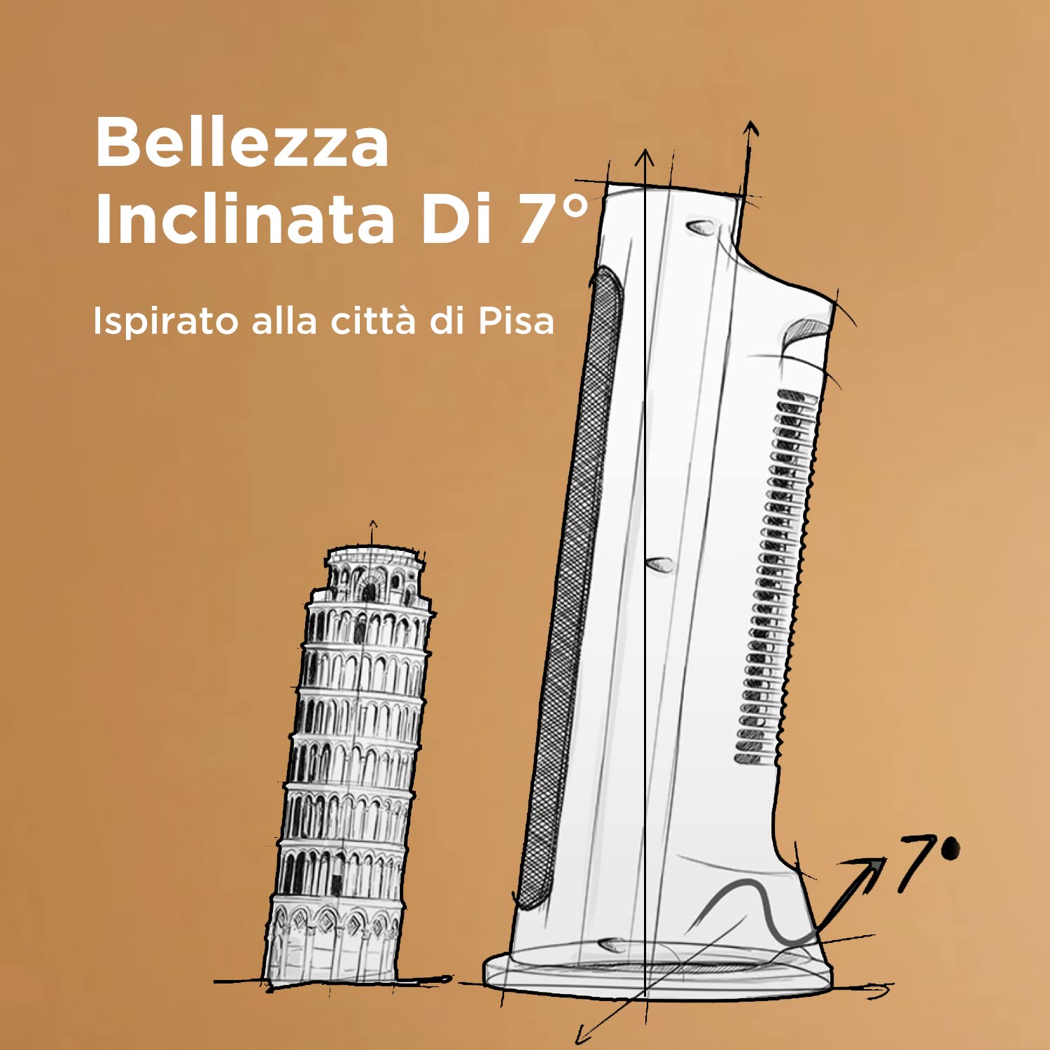 Midea NTH20-19JE Stufetta Elettrica Basso Consumo con Termoventilatore, 7° Inclinazione, 70° Oscillazione, 2000W, 2 Livelli di Potenza, Silenzioso, Protezione Antigoccia, Termostato, Altezza 45.1 cm