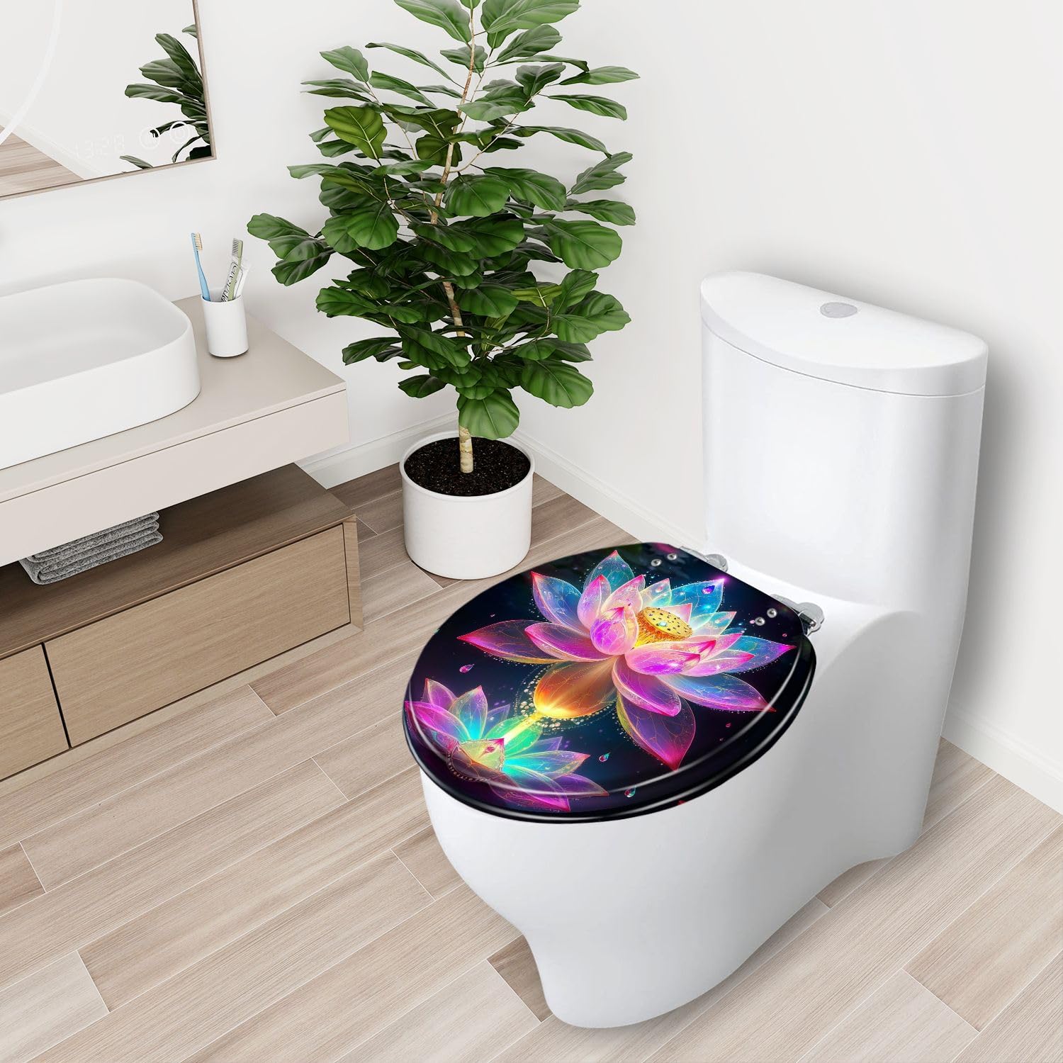 Asiento de inodoro de resina con bisagras de acero inoxidable de cierre suave para baño.