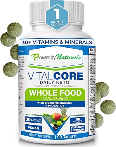 Power By Naturals Vital Core Daily Keto Vitaminas Multivitamínico Keto integral para mujeres y hombres Apoya la energía, el cansancio y la gripe