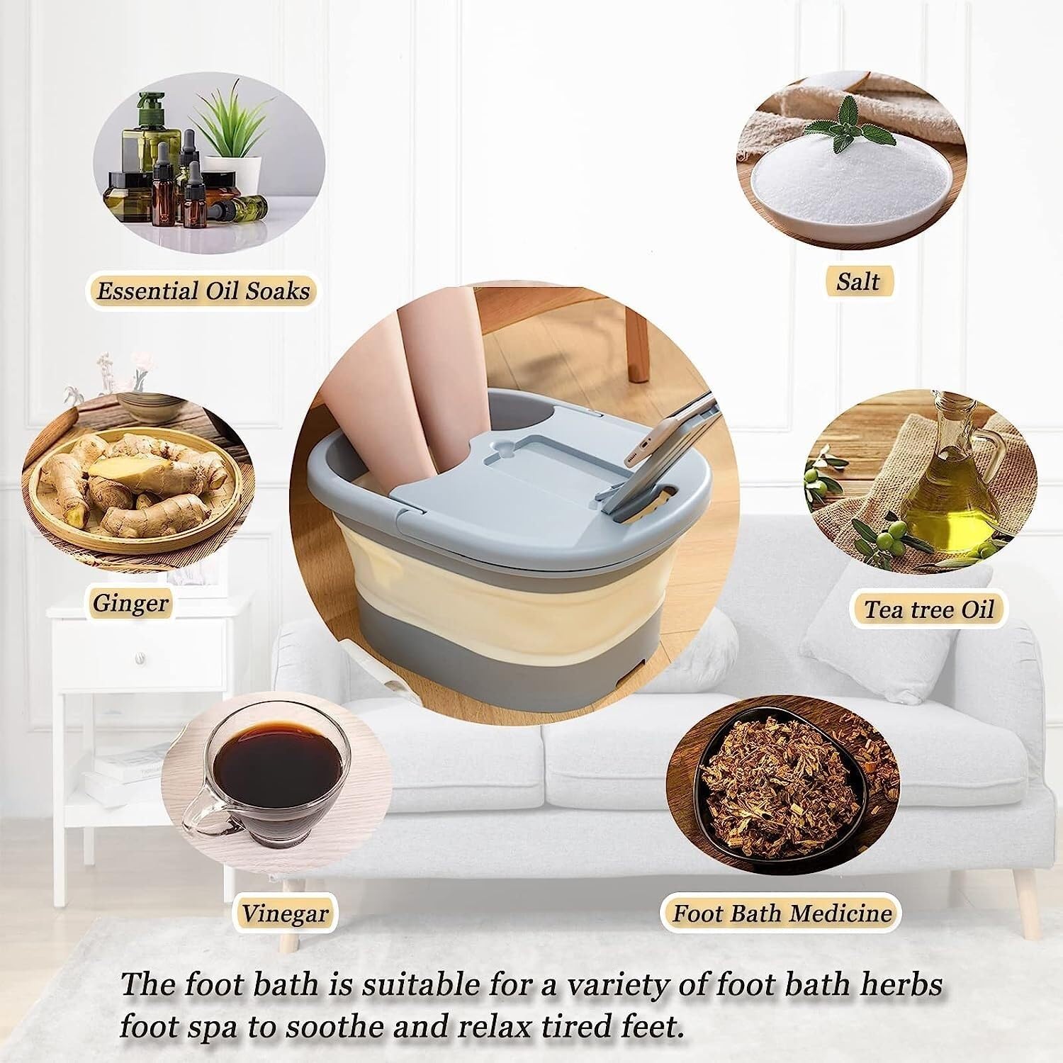 Faltbares Fußbad, Fußbadewanne, Fußspa, Fußbad mit Fußmassagegerät for Einschlafen, Fußbadewanne beruhigt und entspannt müde Füße, geeignet for die Spa-Pediküre zu Hause (Color : Green)