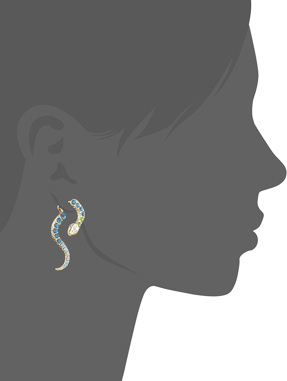 Betsey Johnson Pave Crystal Snake Front & Back Linear Earrings