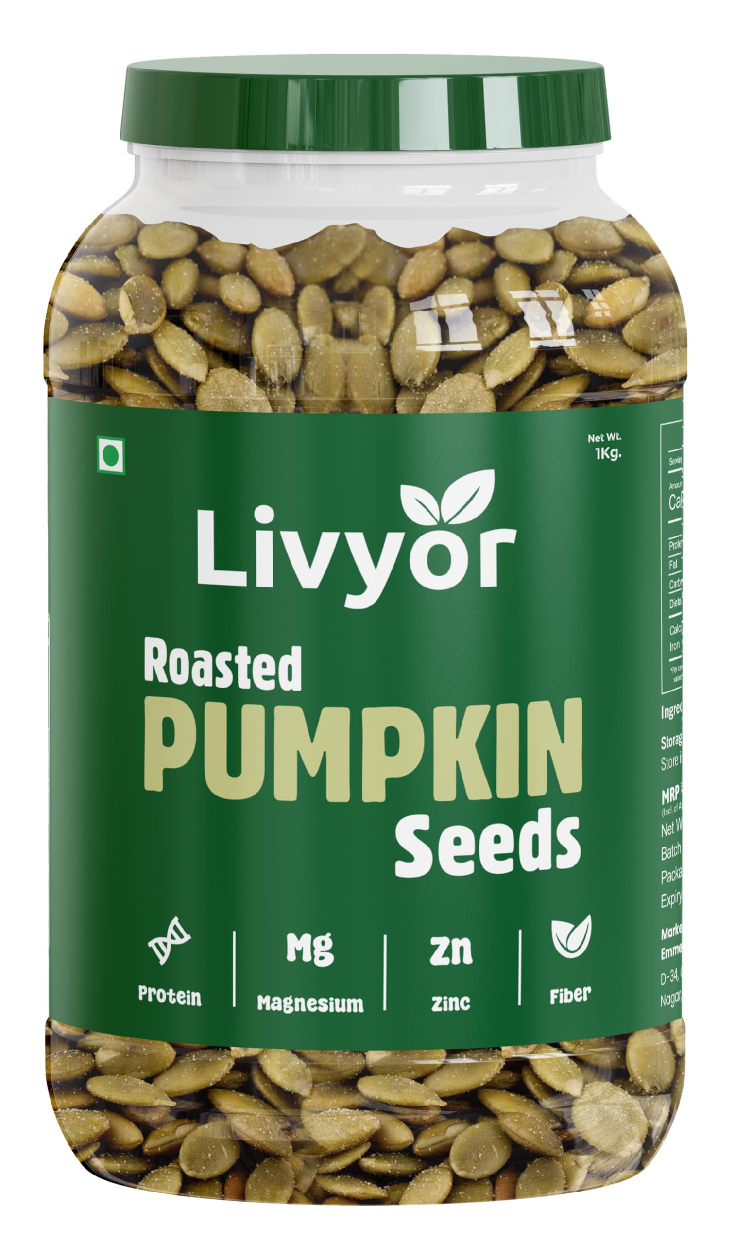 Livyor Roasted Pumpkin Seeds for eating Lightly Salted, Full of Protein and Fiber (1kg) (B095Y9NC49) Amazon Price History, Amazon Price Tracker