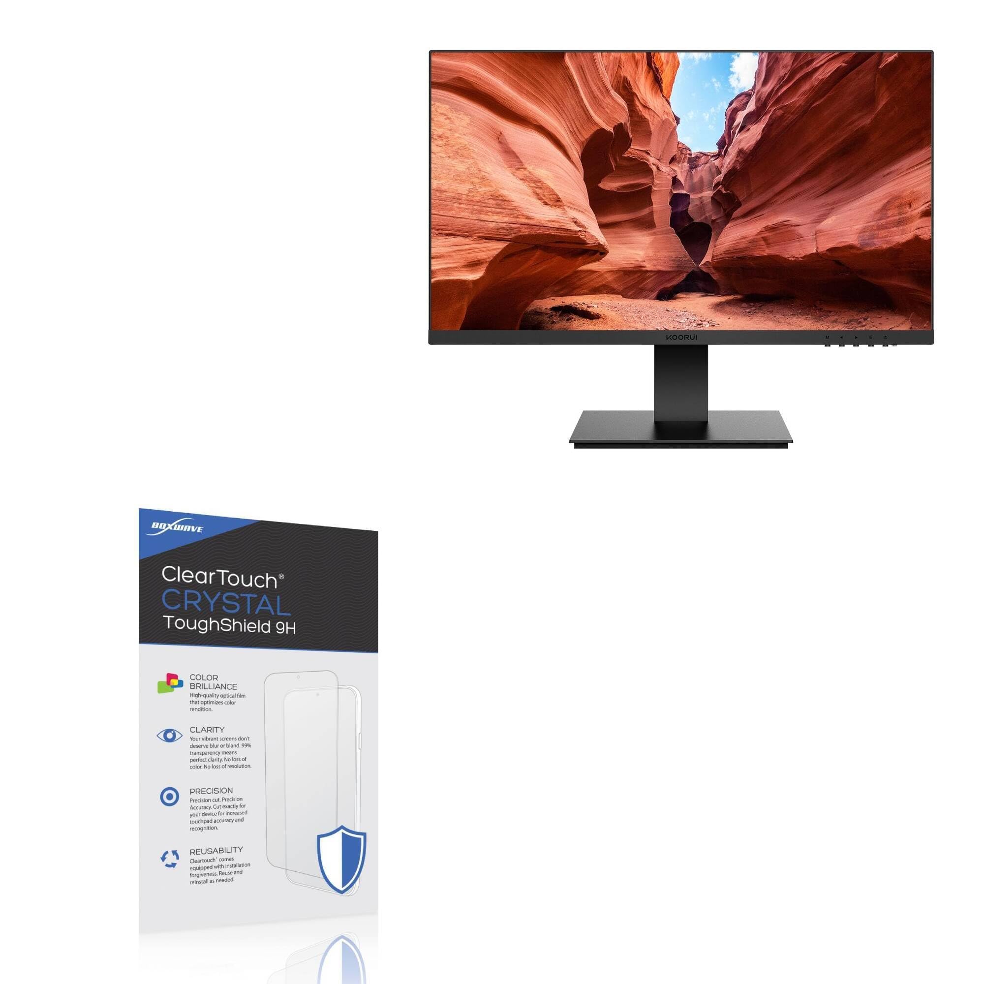 BoxWave Screen Protector Compatible with KOORUI Computer Monitor 24N1A (24 in) - ClearTouch Crystal ToughShield 9H (2-Pack), Clear 9H Tough Flexible Film Screen Protector