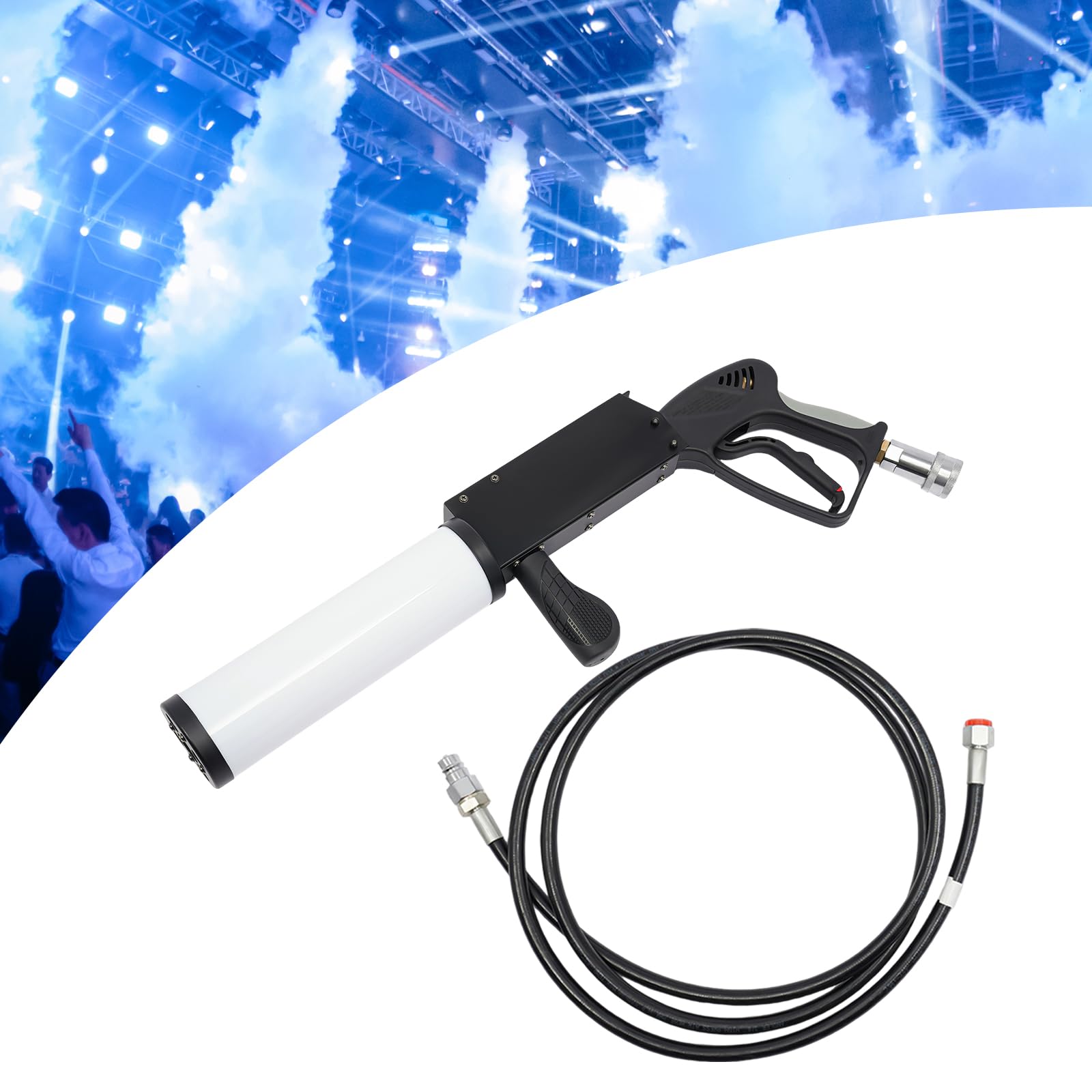 CO2 Cannon Gun Dj, Handheld CO2 Smoke Gun for Party With 3M Hose, Portable Fog Machine with LED Lights Effect For Nightclub Wedding Party - 26.25-32.8ft