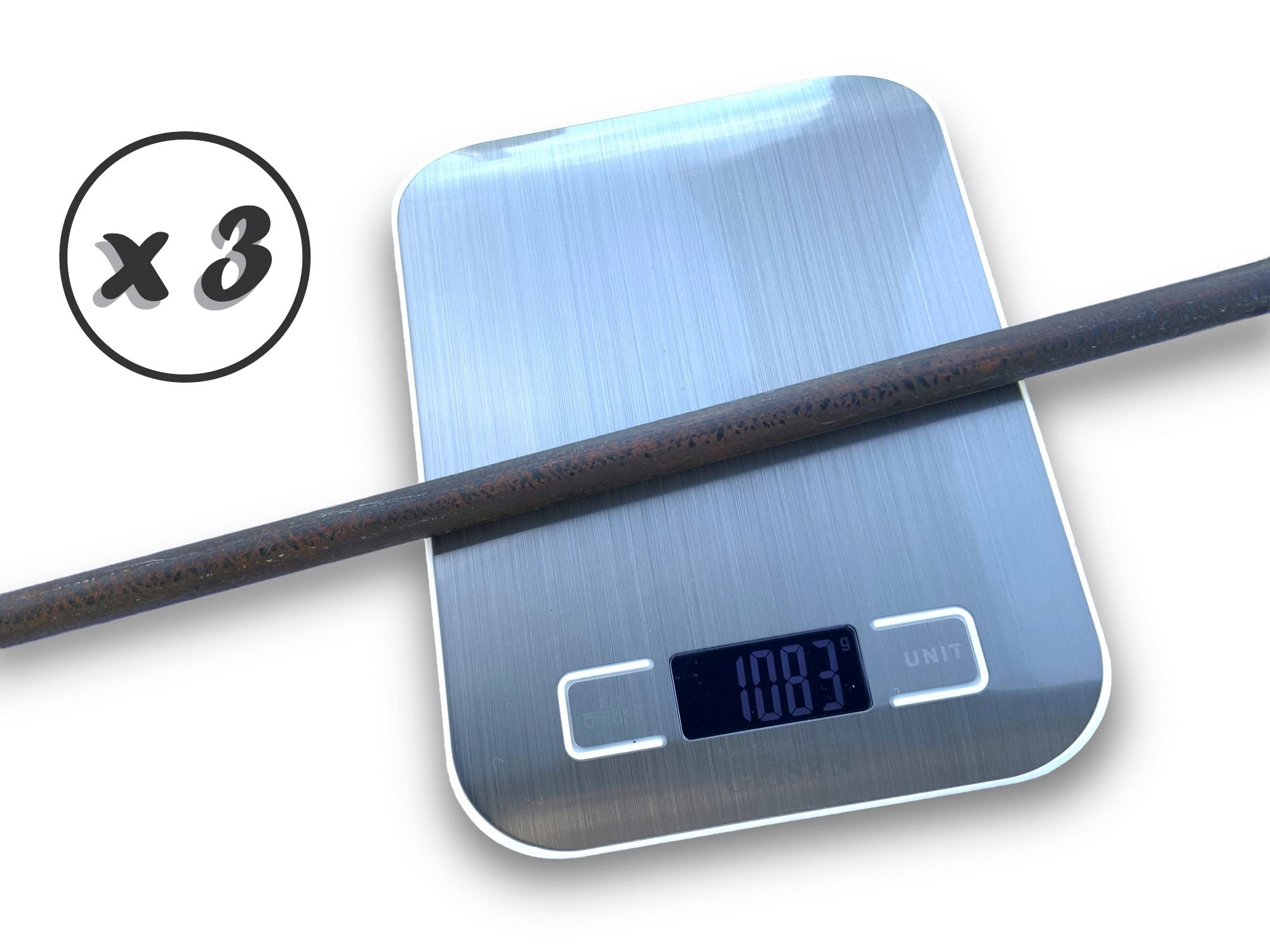 Zestaw 3 sztywnych okrągłych prętów stalowych 100 cm do szczotki rurowej Kibros | Złączka gwintowana M12*175 męska | Kibros 4TMMx3