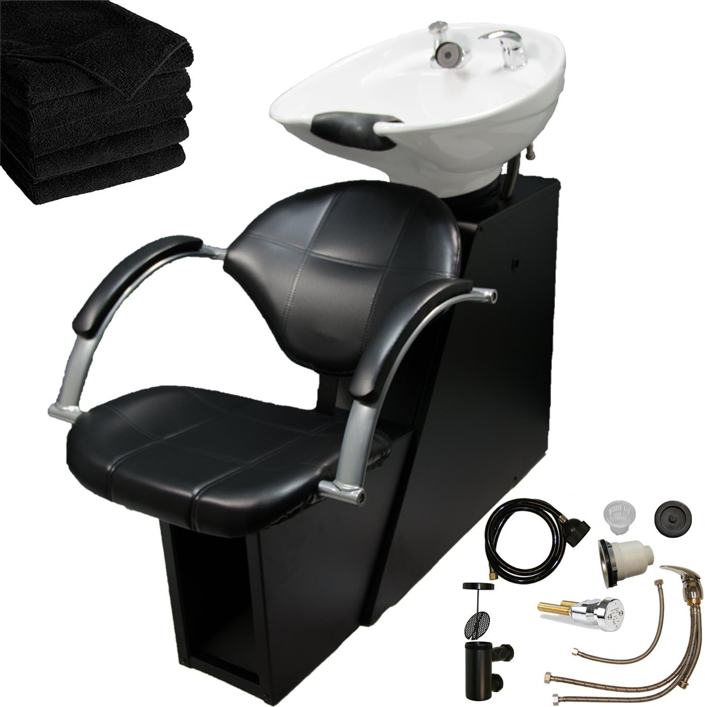 Salon & Spa Backwash Station with Adjustable White Ceramic Shampoo Bowl