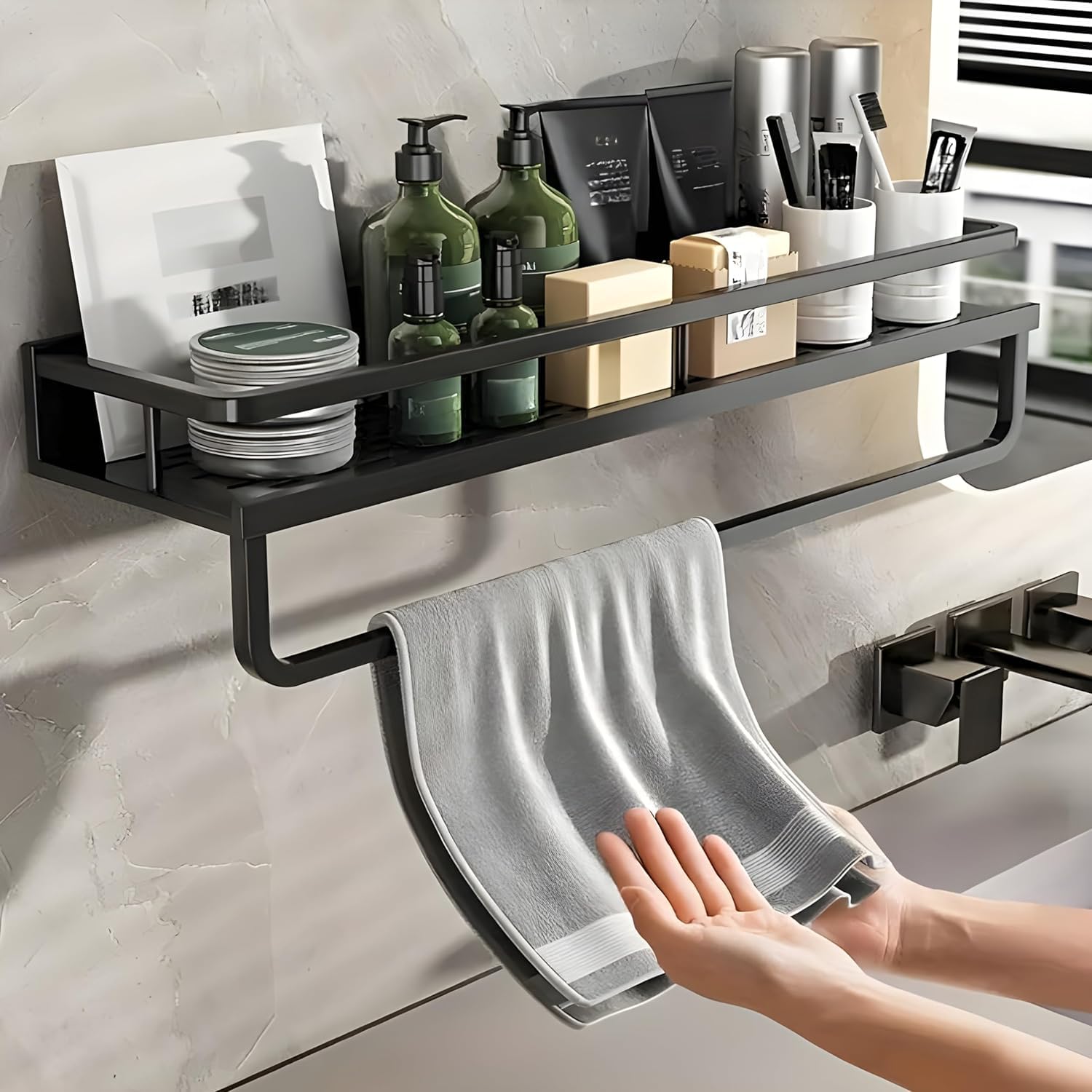 Boniry Multifunctional Bathroom Shelf for Wall Single Layer Rectangular/Bathroom Organiser Shelf/Bathroom Storage and Bathroom Accessories/Basket/Stainless Steel with 8 Hook (B0D8KTRH34) Amazon Price History, Amazon Price Tracker
