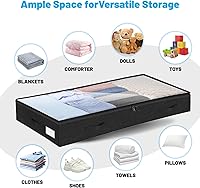 Vista 3 de Paquete de 2 cajones de almacenamiento debajo de la cama de 4 pulgadas de perfil bajo, contenedores ligeros para almacenamiento de ropa debajo