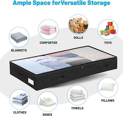 Miniatura 3 de Cajón de almacenamiento bajo de 4 pulgadas para debajo de la cama, paquete de 2 contenedores ligeros para almacenamiento de ropa debajo de la cama