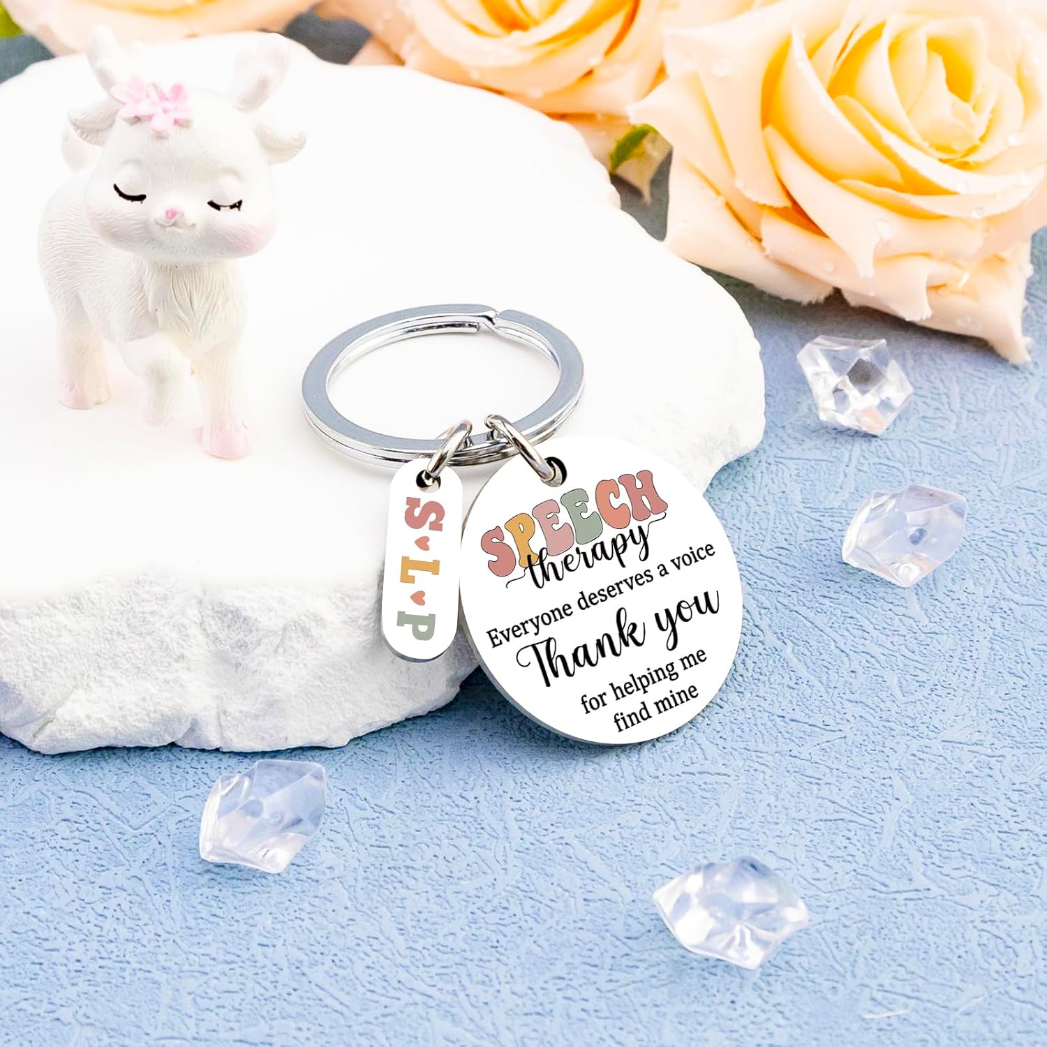 Speech Therapy Gifts for Women Speech Therapist Gifts Language Pathologist Gift Therapist Appreciation Gift for Women Pathologist Keychain Accessories Everyone Deserves a Voice Thank You Keychain - Image 5